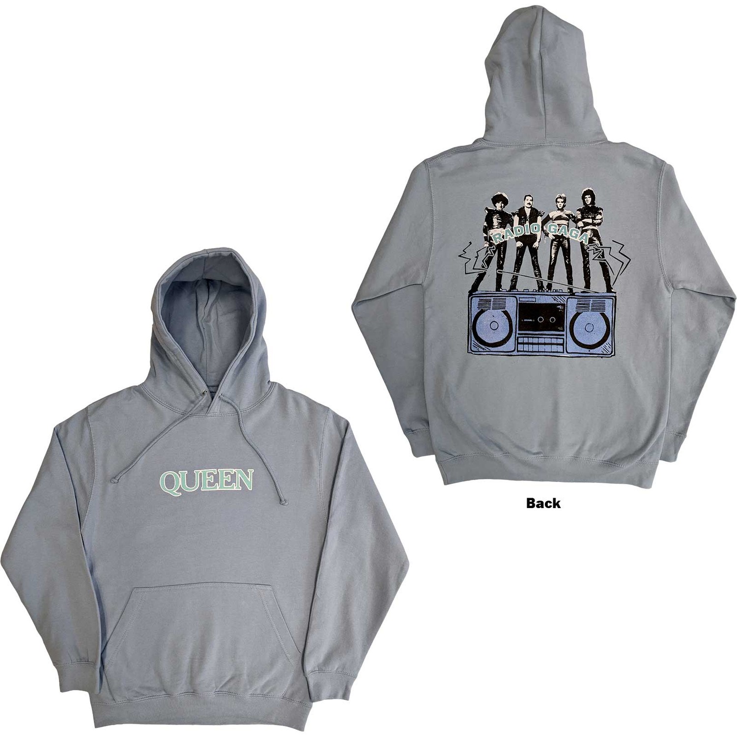 Queen Unisex Pullover Hoodie: Radio Ga Ga (Back Print) (Large)