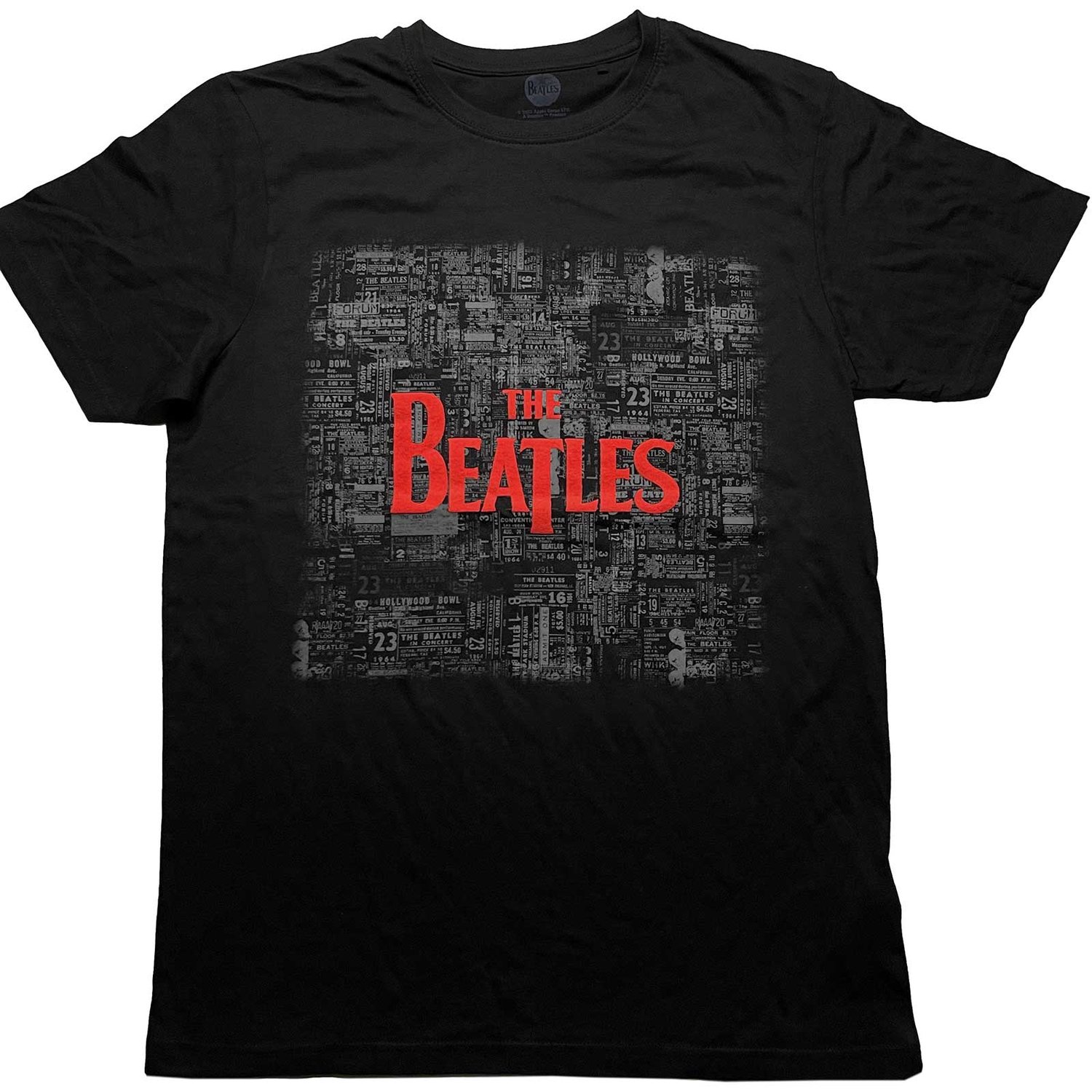 The Beatles Unisex T-Shirt: Tickets & Logo (Puff Print) (Medium)