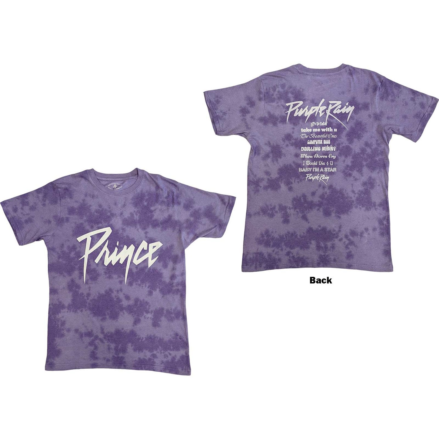 Prince Unisex T-Shirt: Purple Rain (Wash Collection & Back Print) (X-Large)