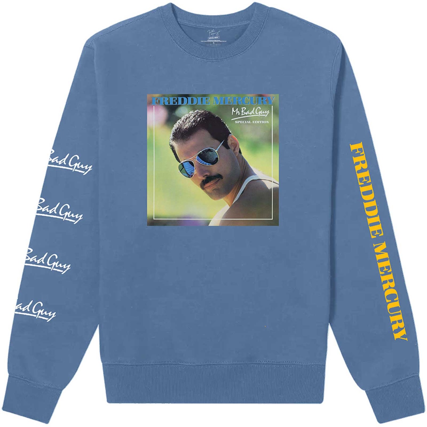 Freddie Mercury Unisex Long Sleeve T-Shirt: Mr Bad Guy (Sleeve Print) (Medium)