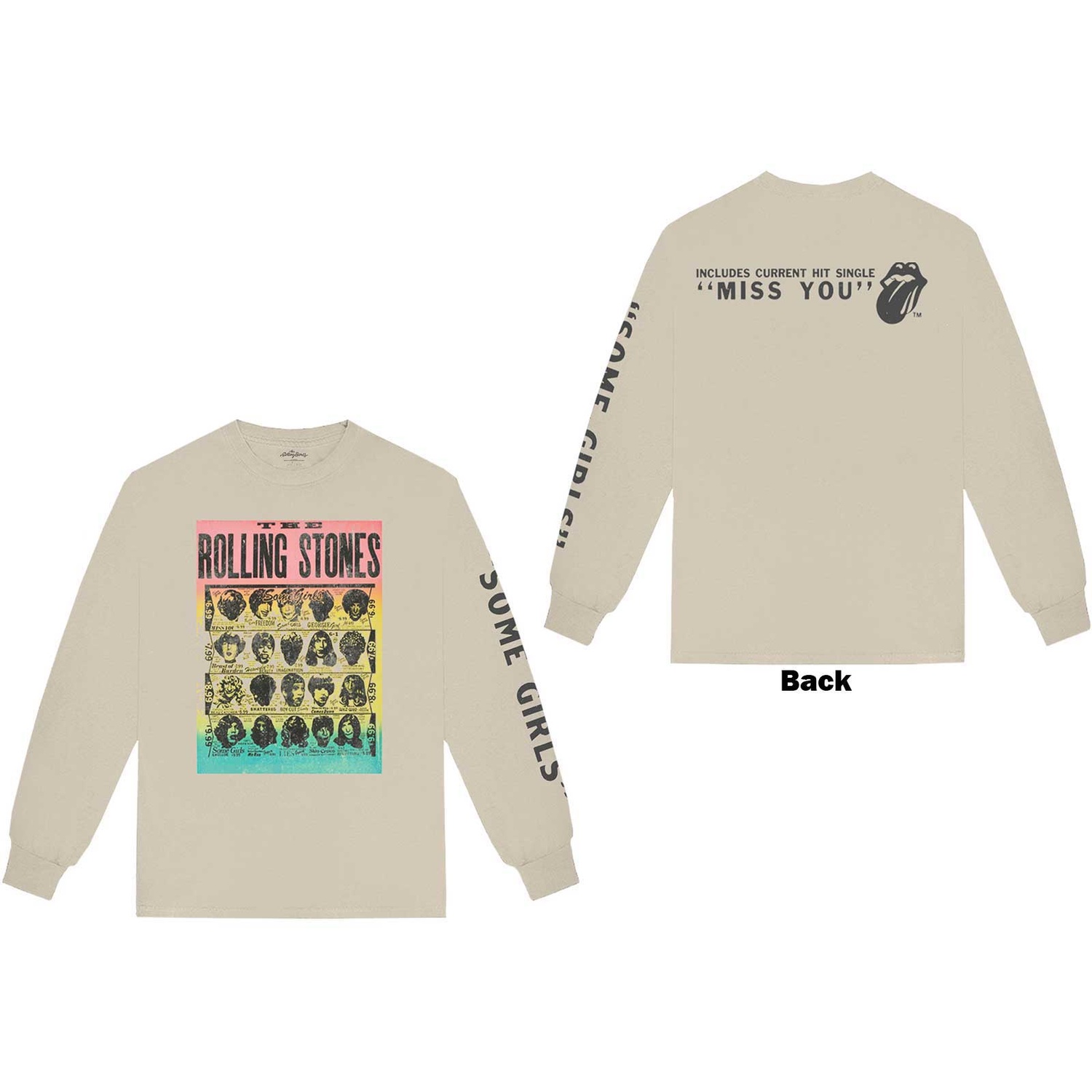 The Rolling Stones Unisex Long Sleeve T-Shirt: Some Girls (Back & Sleeve Print) (Large)