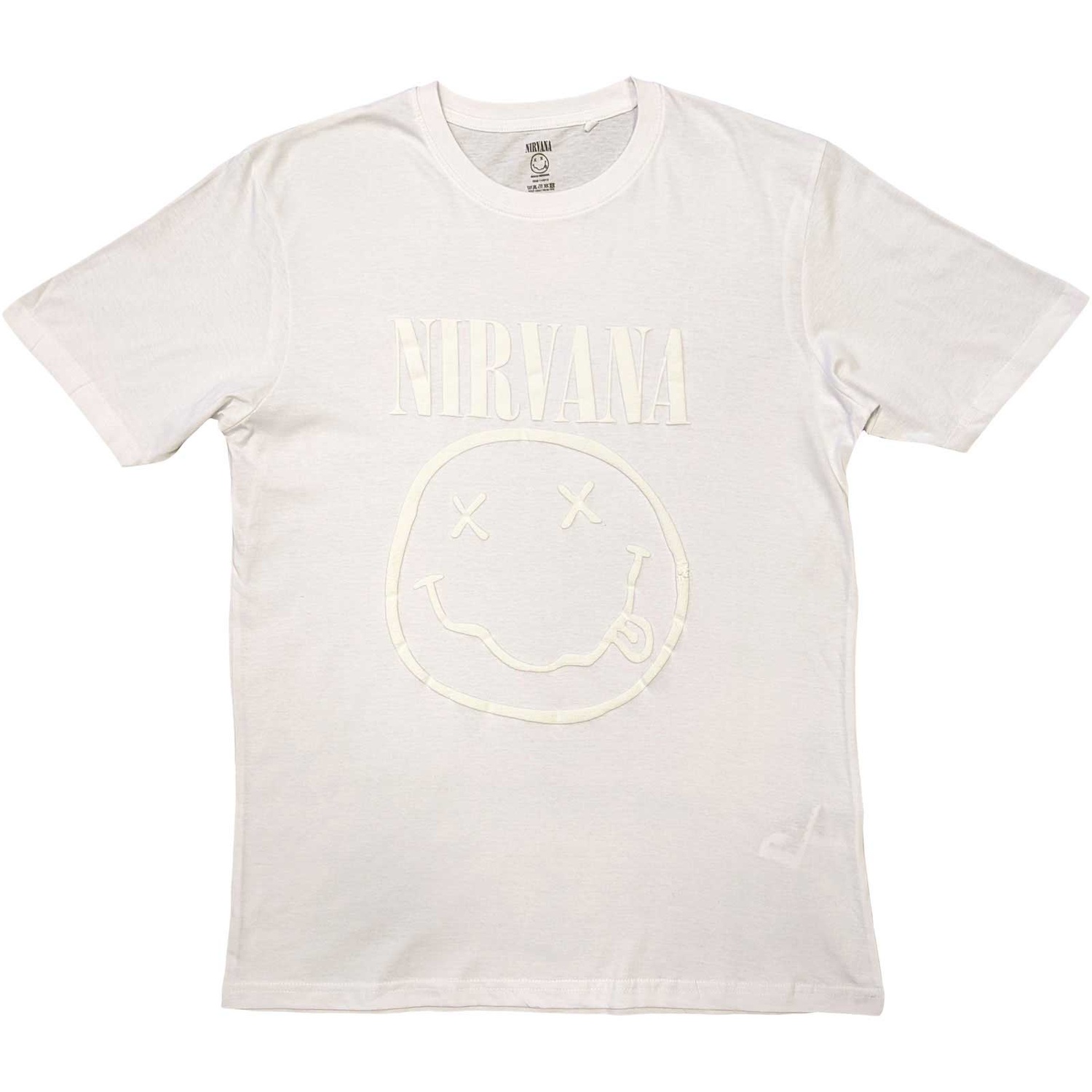 Nirvana Unisex T-Shirt: White Smiley (Hi-Build) (Small)