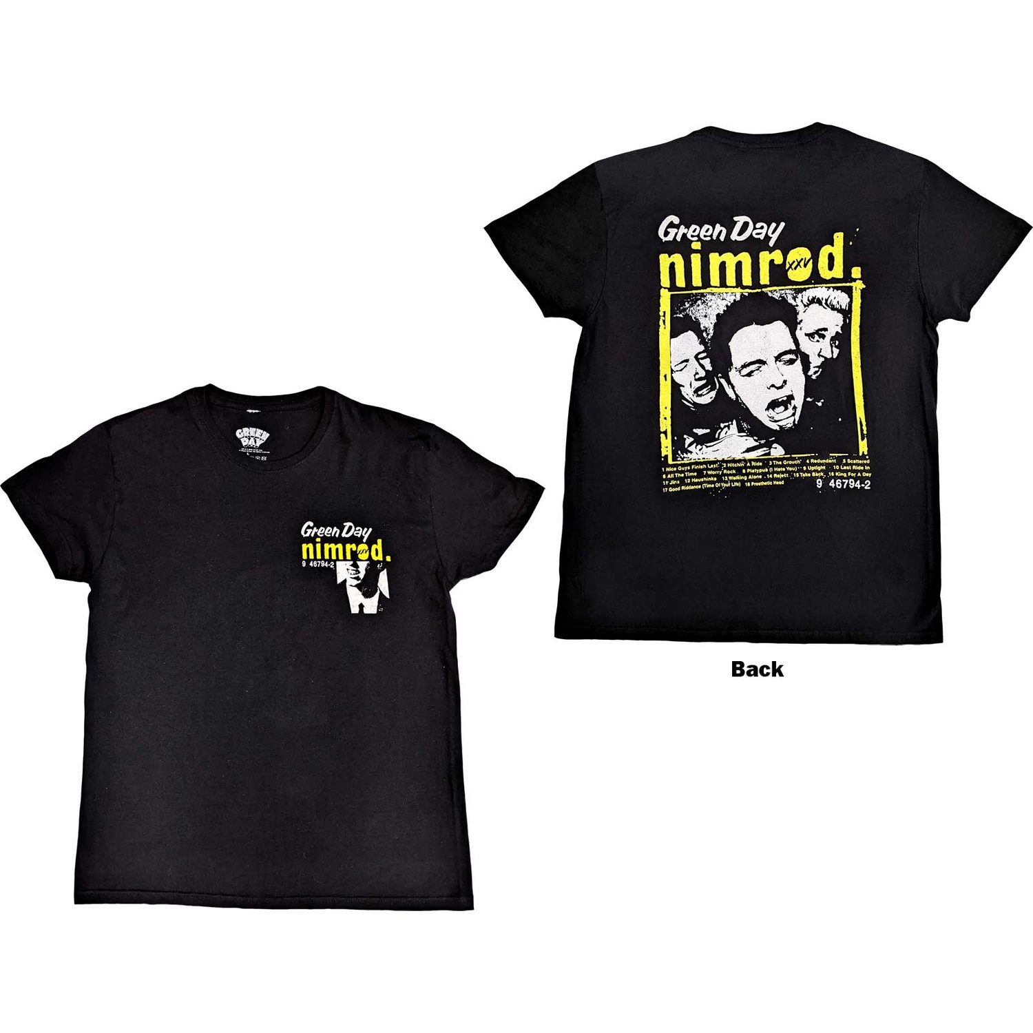 Green Day Unisex T-Shirt: Nimrod Breast Print (Back Print) (Medium)