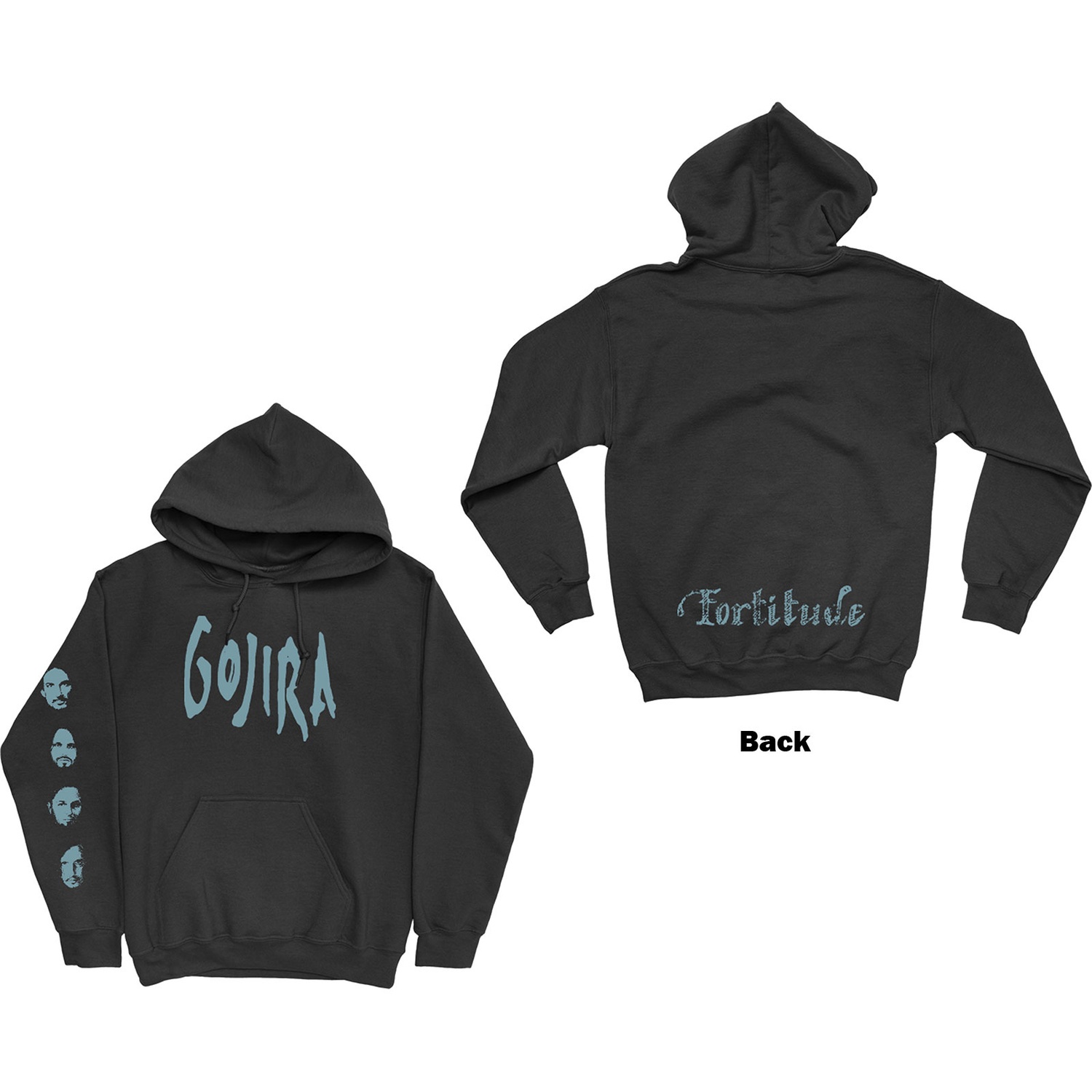 Gojira Unisex Pullover Hoodie: Fortitude Faces (Back & Sleeve Print) (Large)