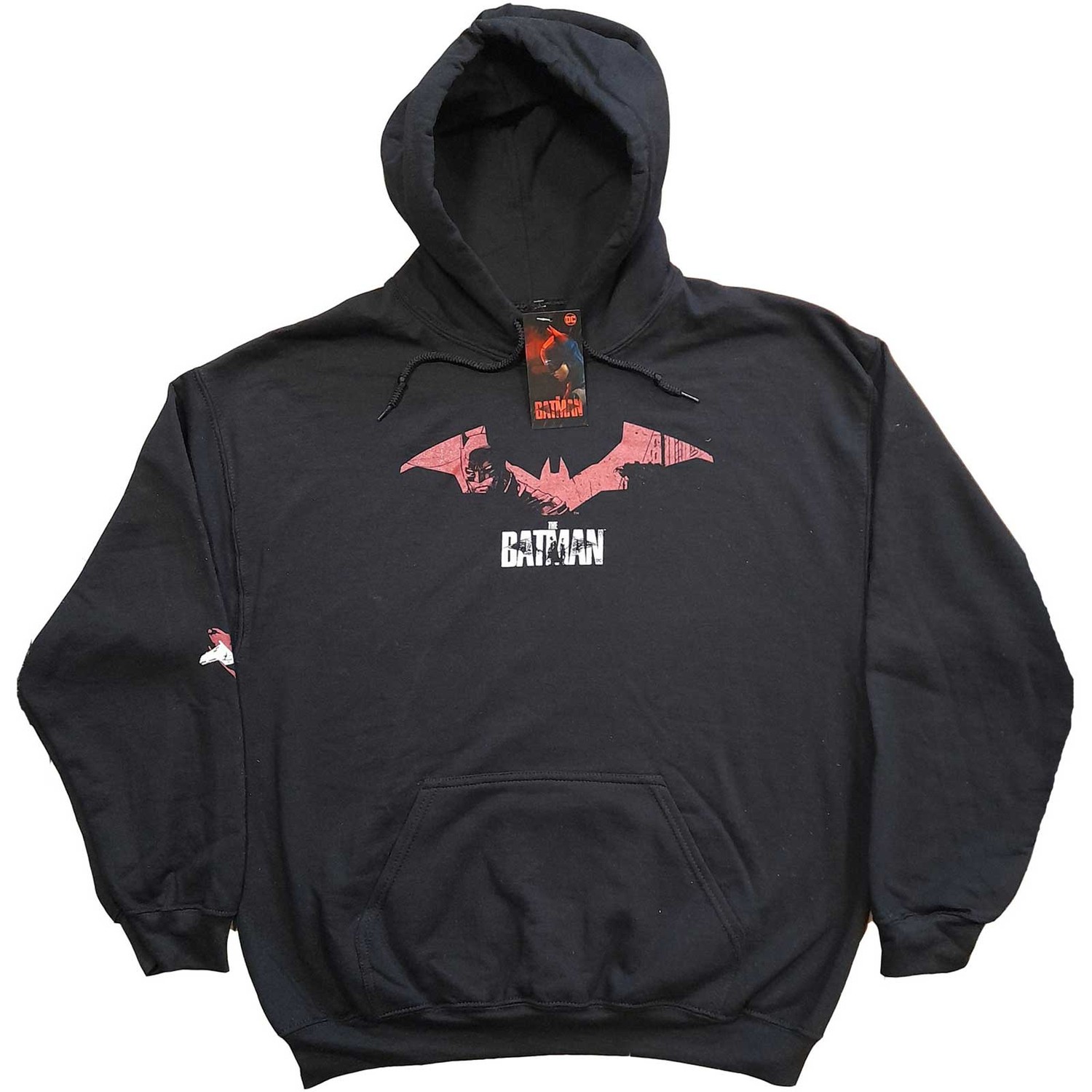 DC Comics Unisex Pullover Hoodie: The Batman Logo Sketch (Sleeve Print) (Small)
