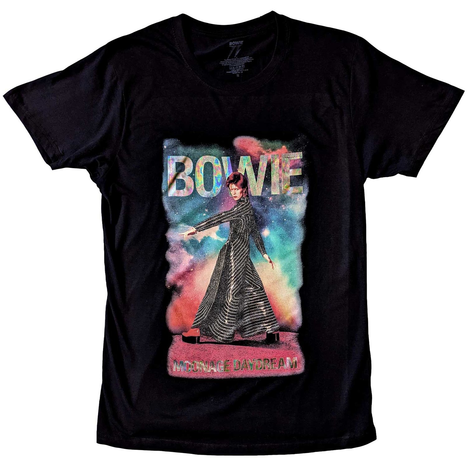 David Bowie Unisex Embellished T-Shirt: Moonage 11 Fade (Glitter Print) (X-Large)