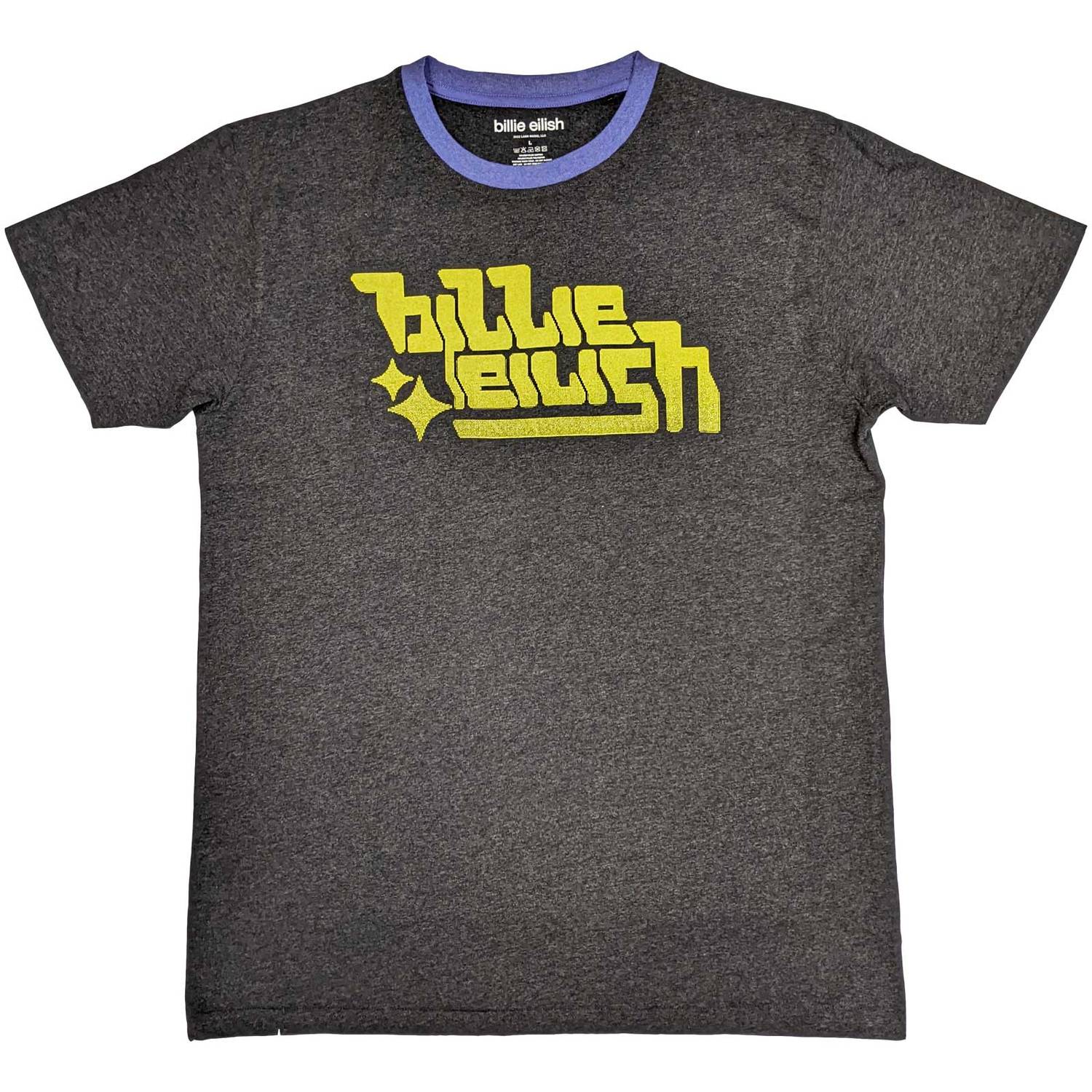 Billie Eilish Unisex Ringer T-Shirt: Neon Green Logo (X-Large)