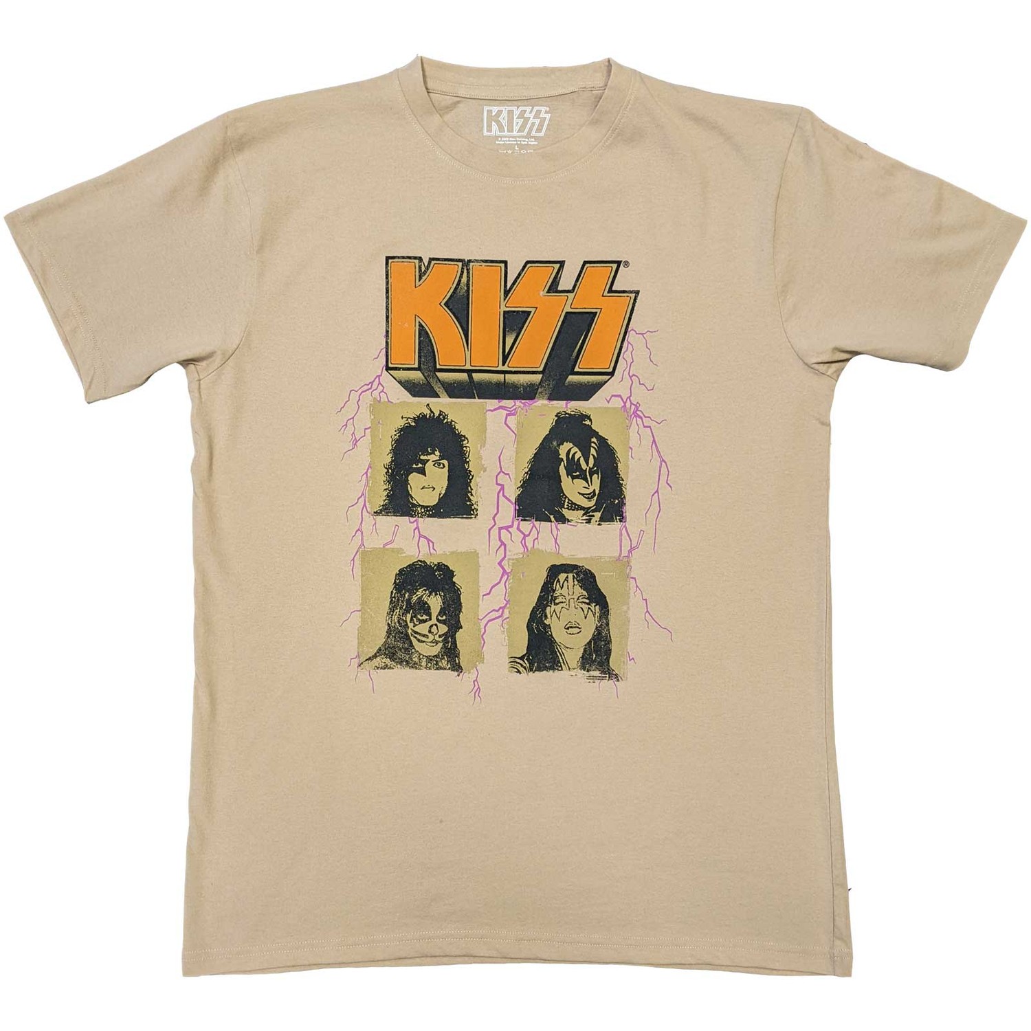 KISS Unisex T-Shirt: Lightning Photo (Large)