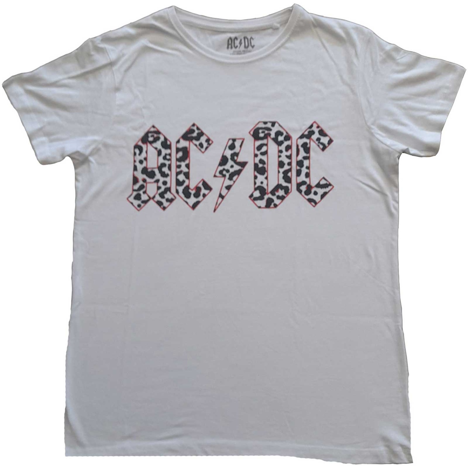 AC/DC Ladies T-Shirt: Mono Leopard Print Logo (8)