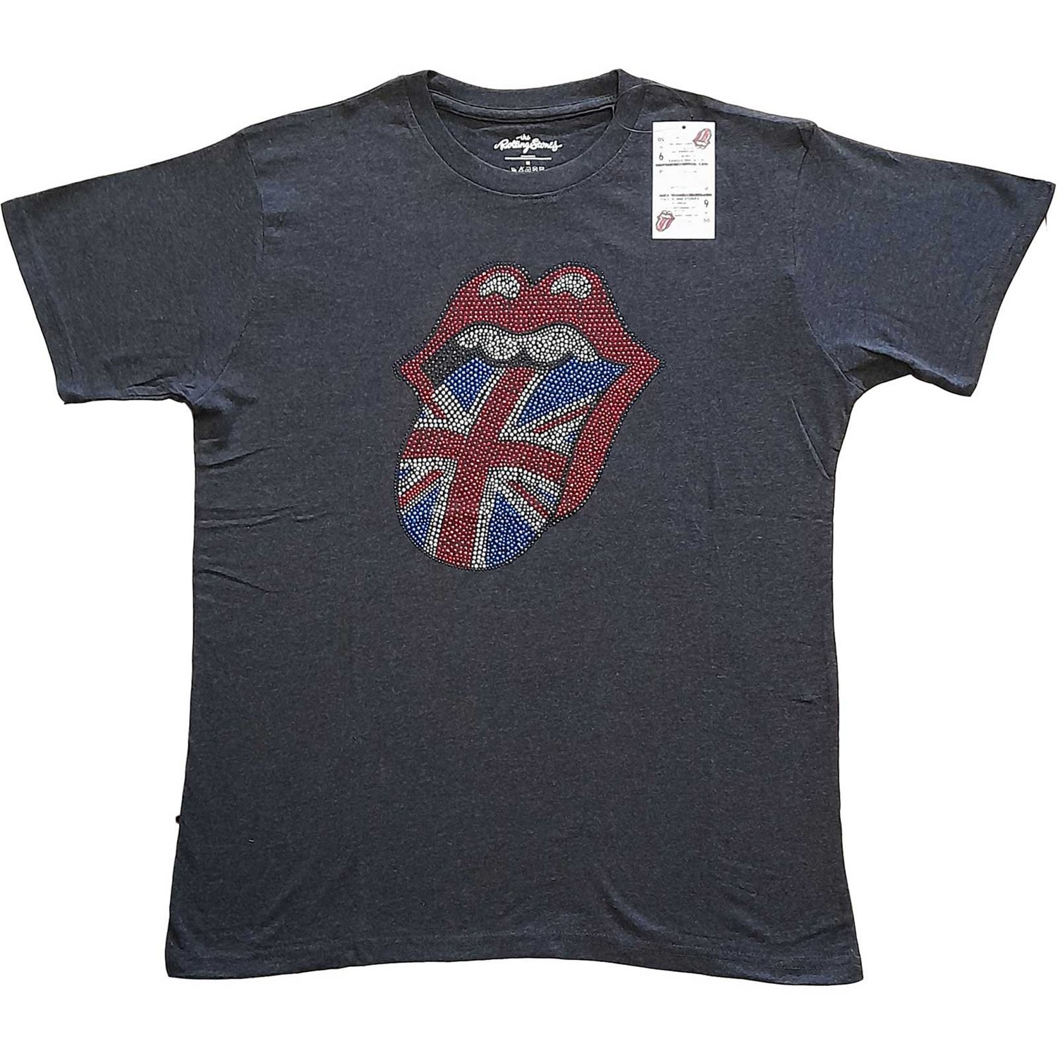 The Rolling Stones Unisex Embellished T-Shirt: Classic UK (Diamante) (Small)