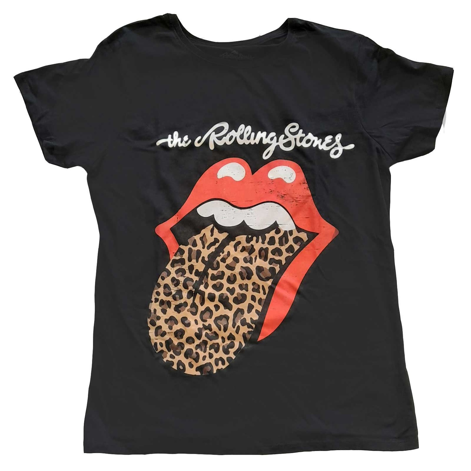 The Rolling Stones Ladies T-Shirt: Leopard Print Tongue (12)