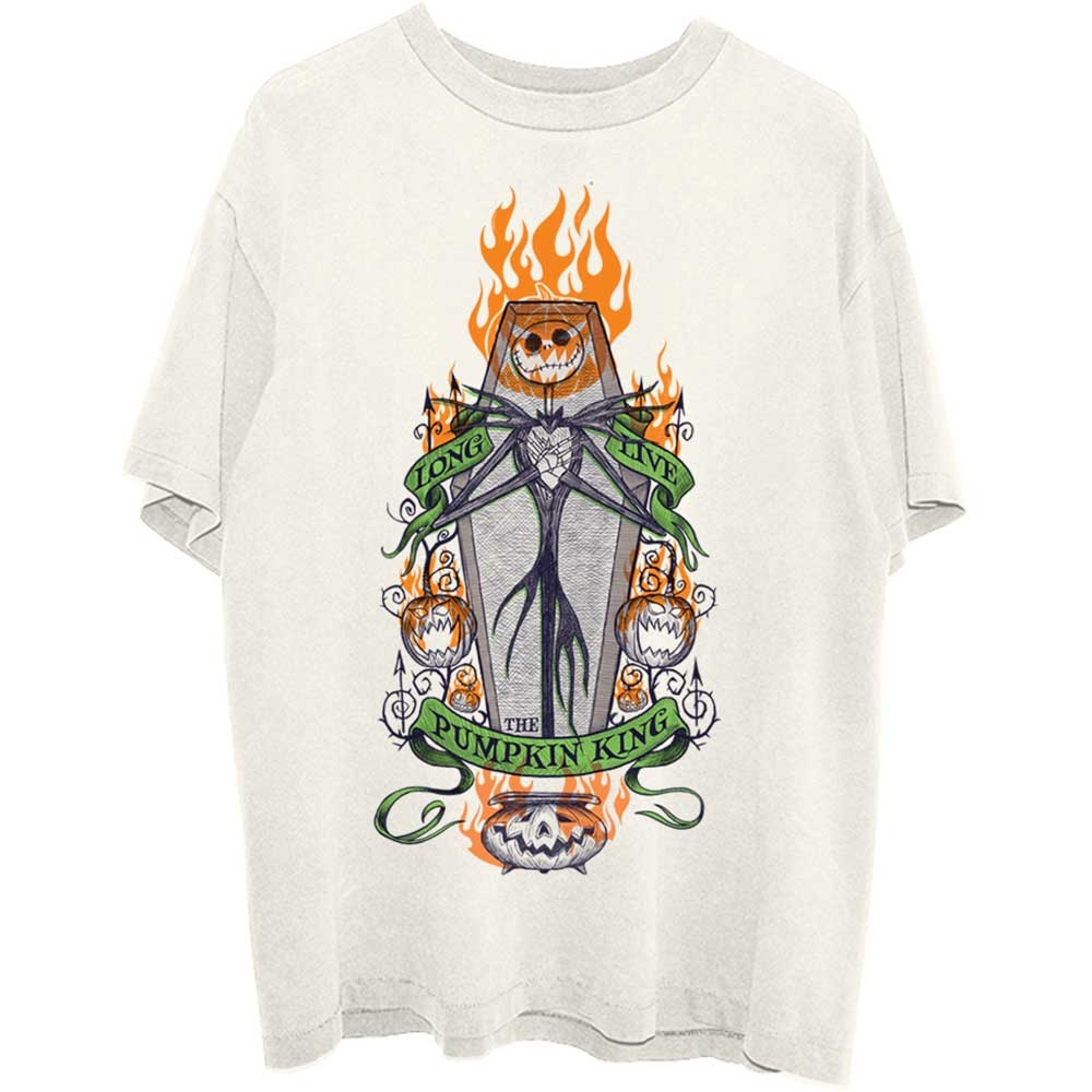 Disney Unisex T-Shirt: The Nightmare Before Christmas Orange Flames Pumpkin King (X-Large)