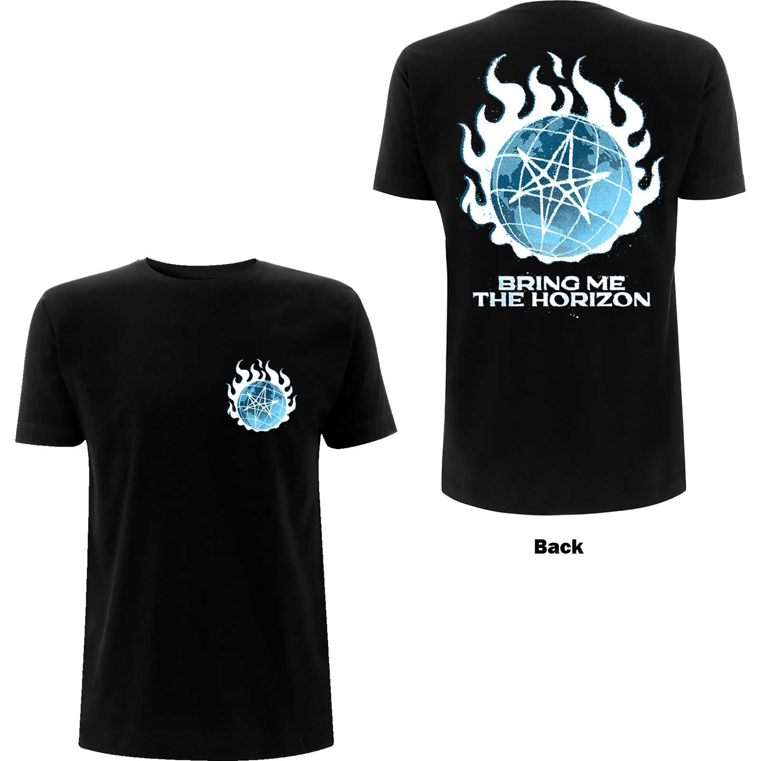 Bring Me The Horizon Unisex T-Shirt: Globe (Back Print) (Large)