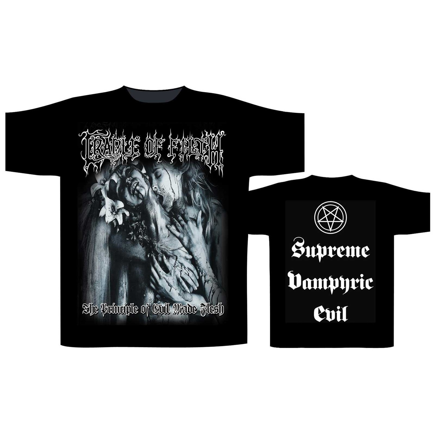 Cradle Of Filth Unisex T-Shirt: Supreme Vampiric Evil (Back Print) (Medium)