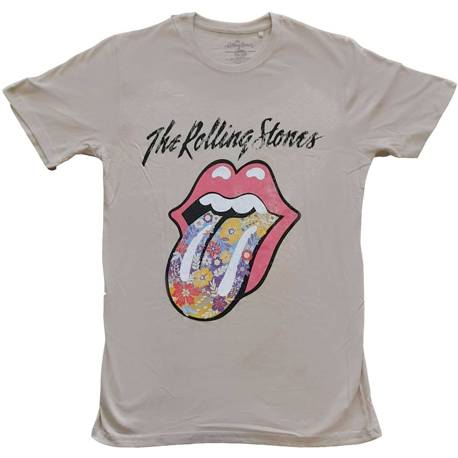 The Rolling Stones Unisex T-Shirt: Flowers Tongue (Medium)