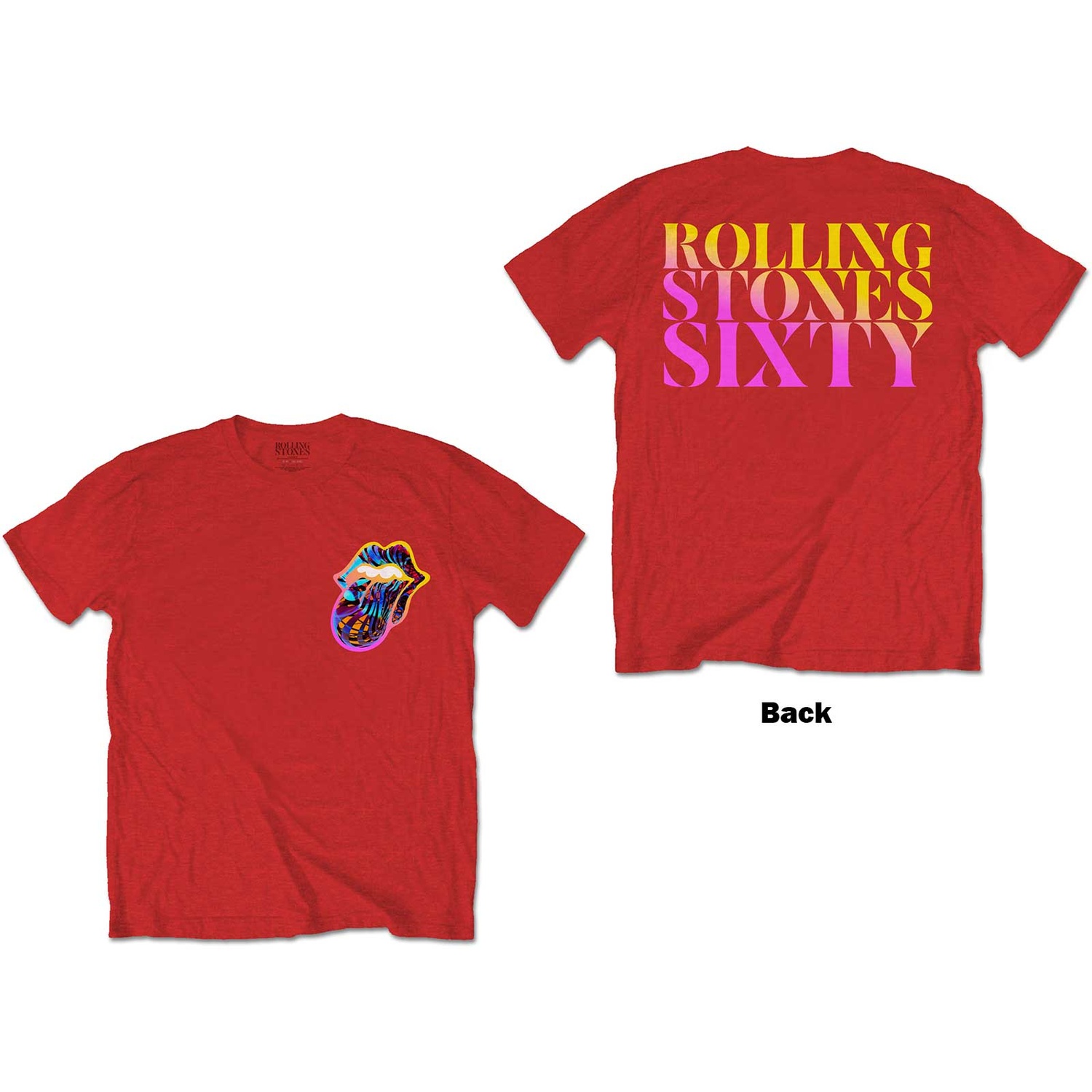 The Rolling Stones Unisex T-Shirt: Sixty Gradient Text (Back Print) (Medium)