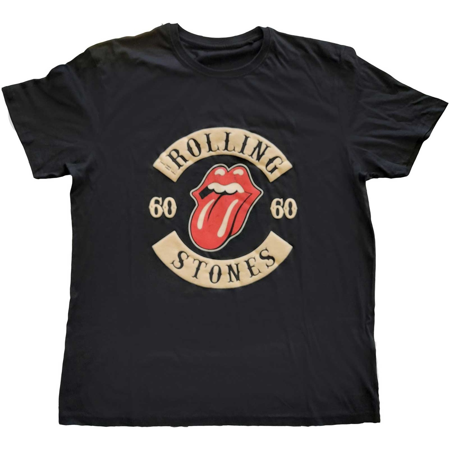 The Rolling Stones Unisex T-Shirt: Sixty Biker Tongue (Suede Flock) (X-Large)