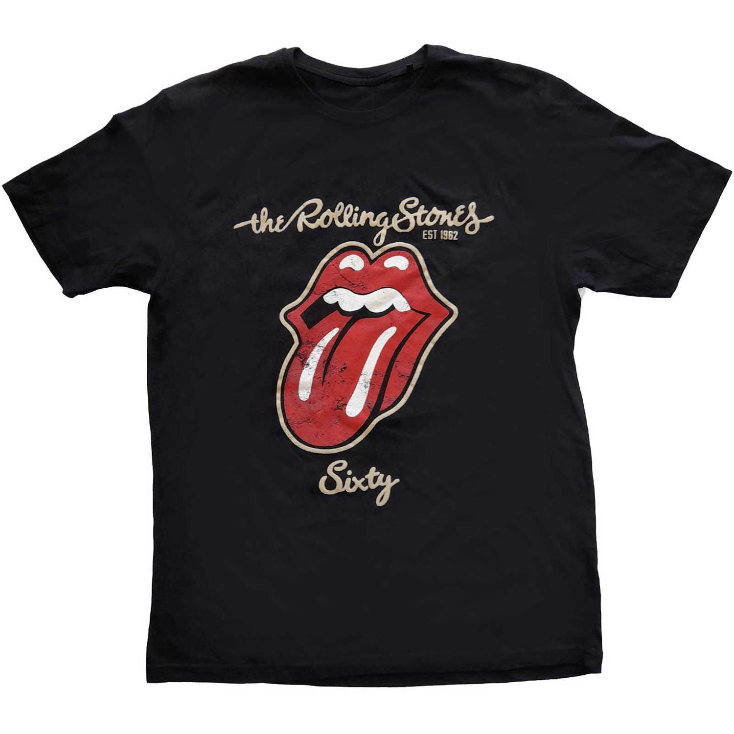 The Rolling Stones Unisex T-Shirt: Sixty Plastered Tongue (Suede Applique) (X-Large)
