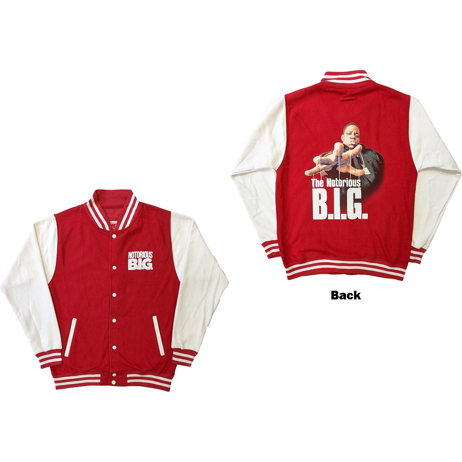 Biggie Smalls Unisex Varsity Jacket: Reachstrings (Back Print) (Large)
