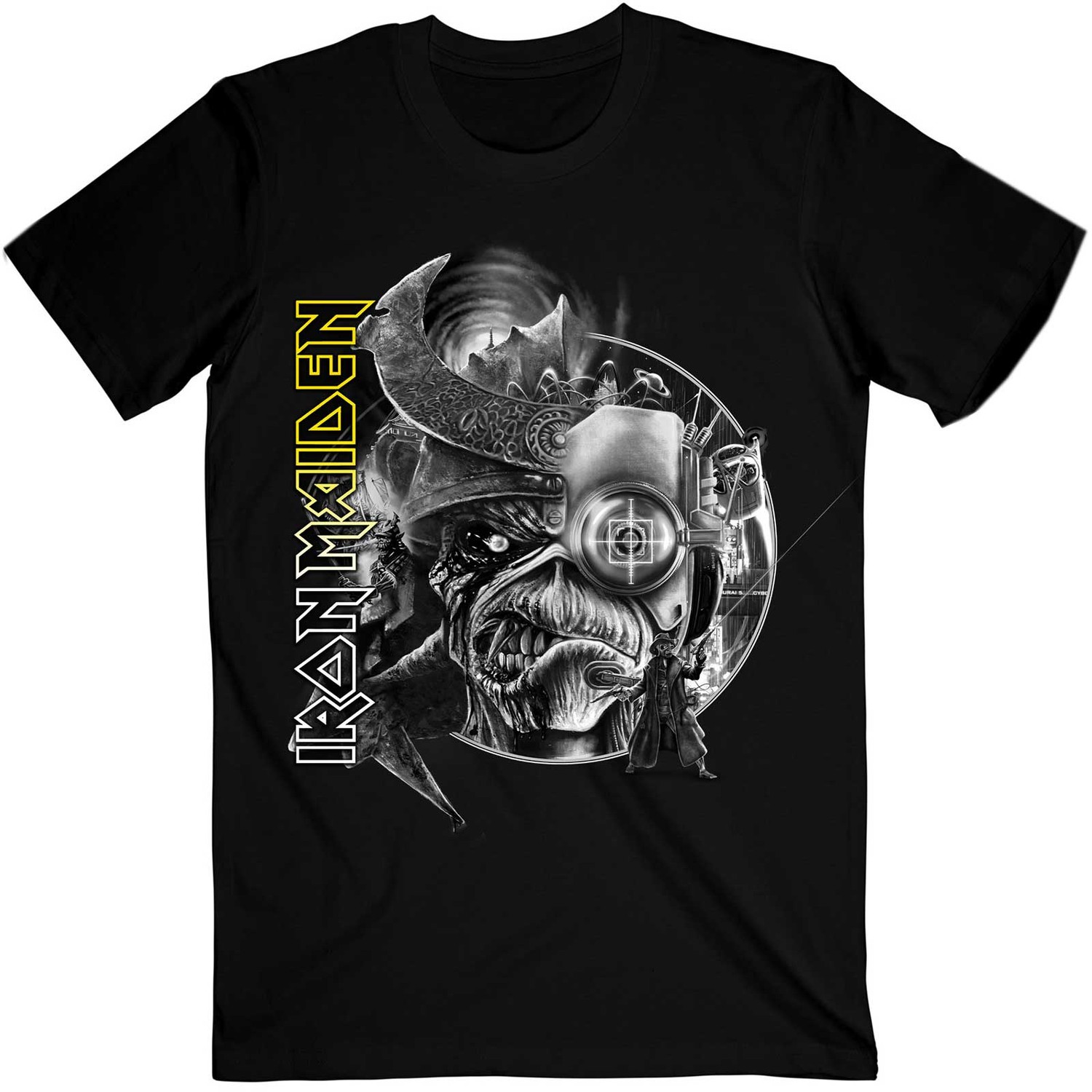 Iron Maiden Unisex T-Shirt: The Future Past Tour '23 Greyscale (Large)