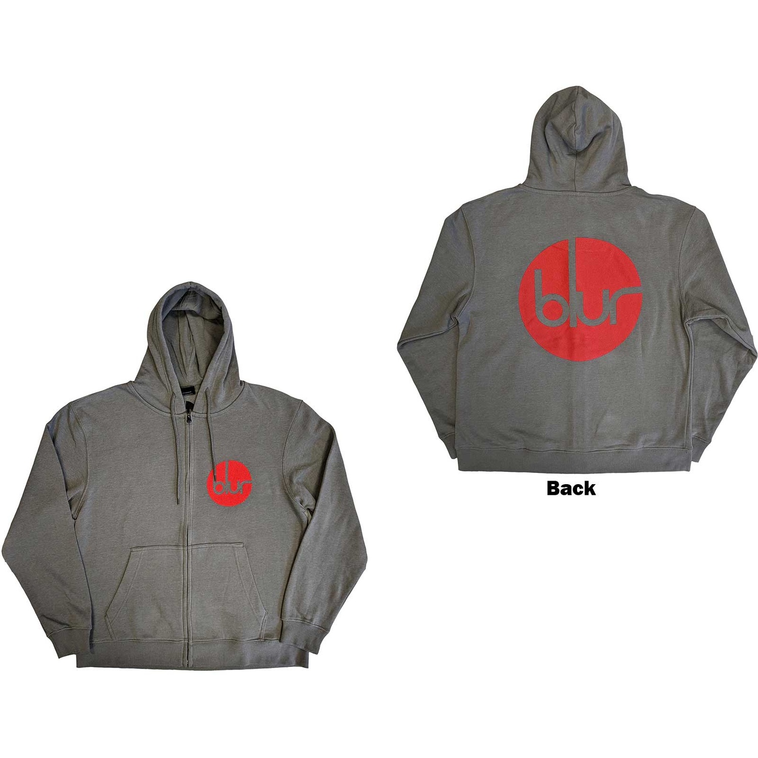 Blur Unisex Zipped Hoodie: Circle Logo (Back Print) (Large)