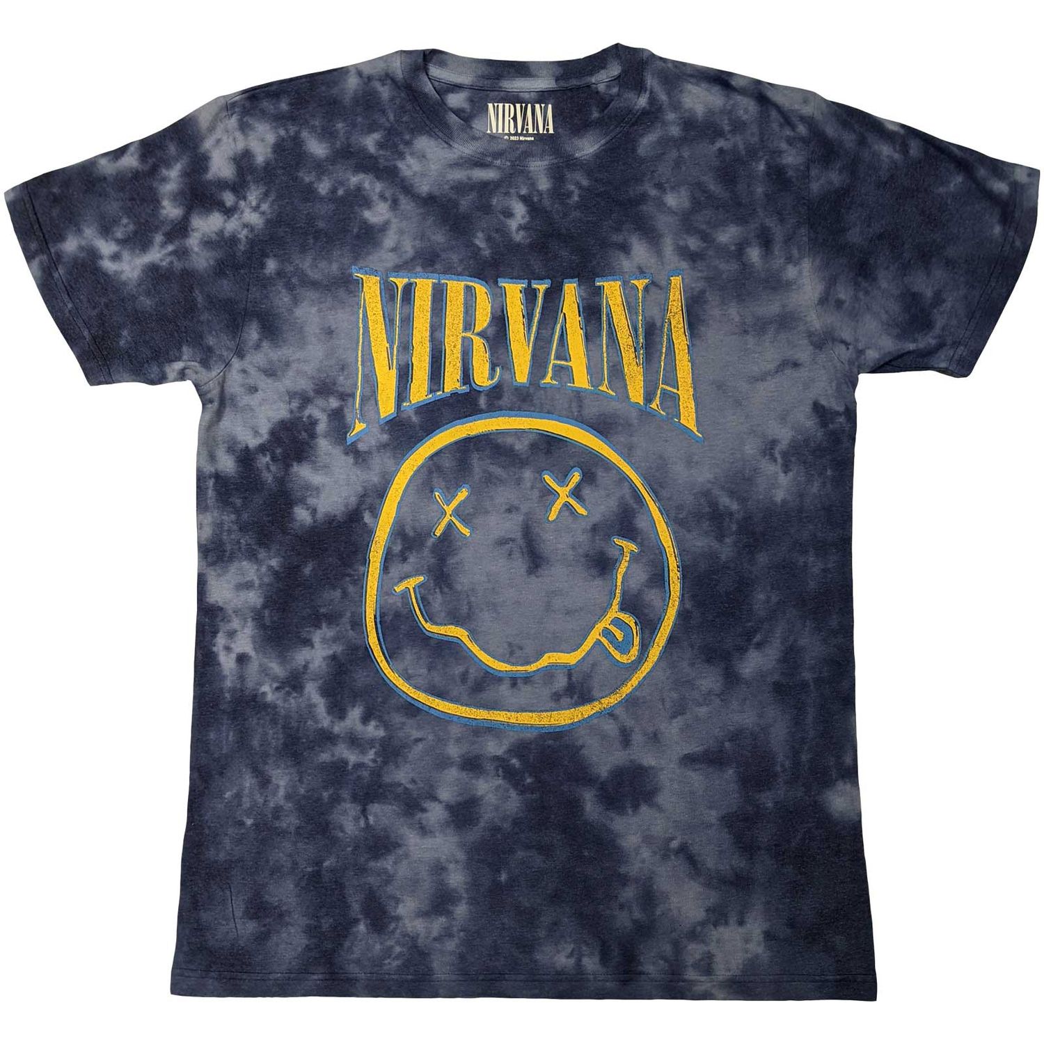 Nirvana Unisex T-Shirt: Smiley Blue Stroke (Wash Collection) (X-Large)