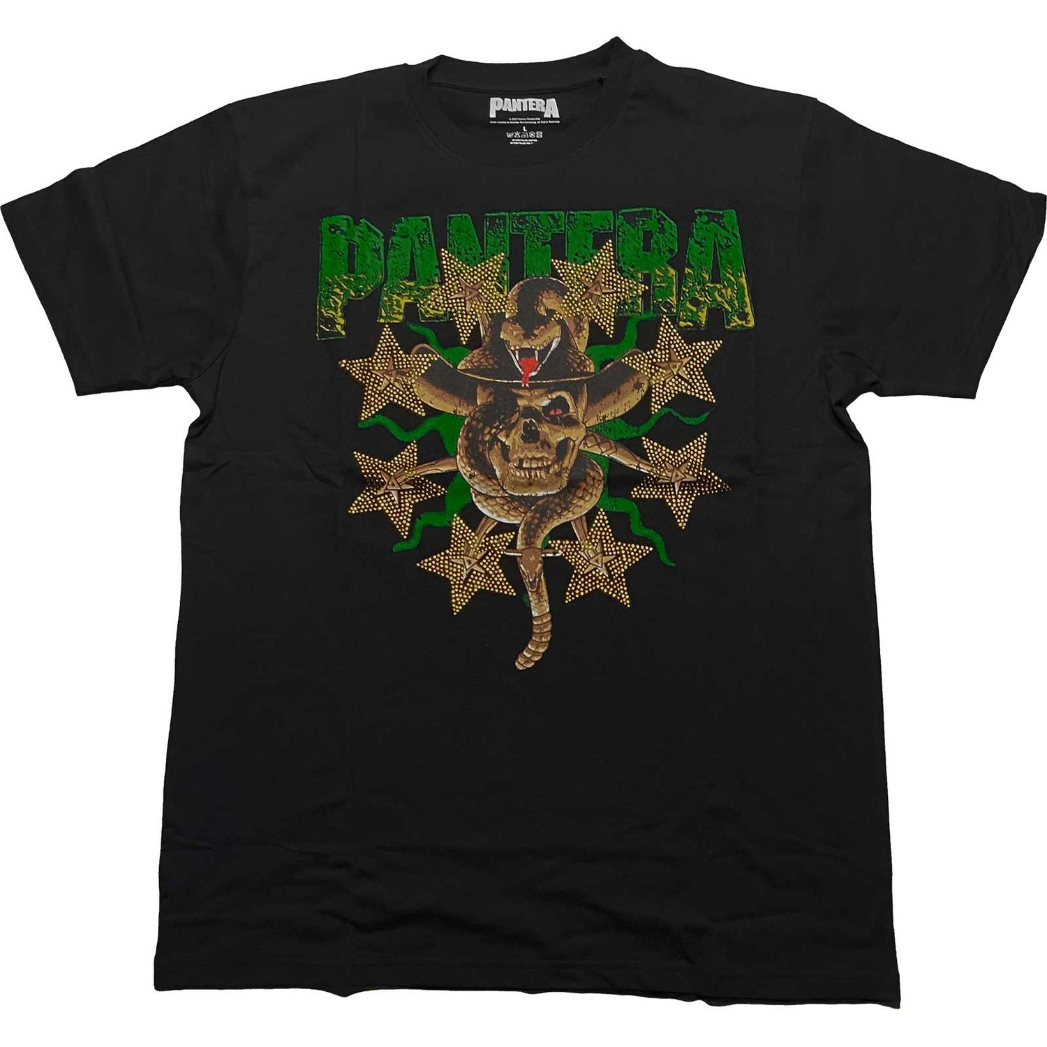 Pantera Unisex Embellished T-Shirt: Skull & Snake (Diamante) (XX-Large)