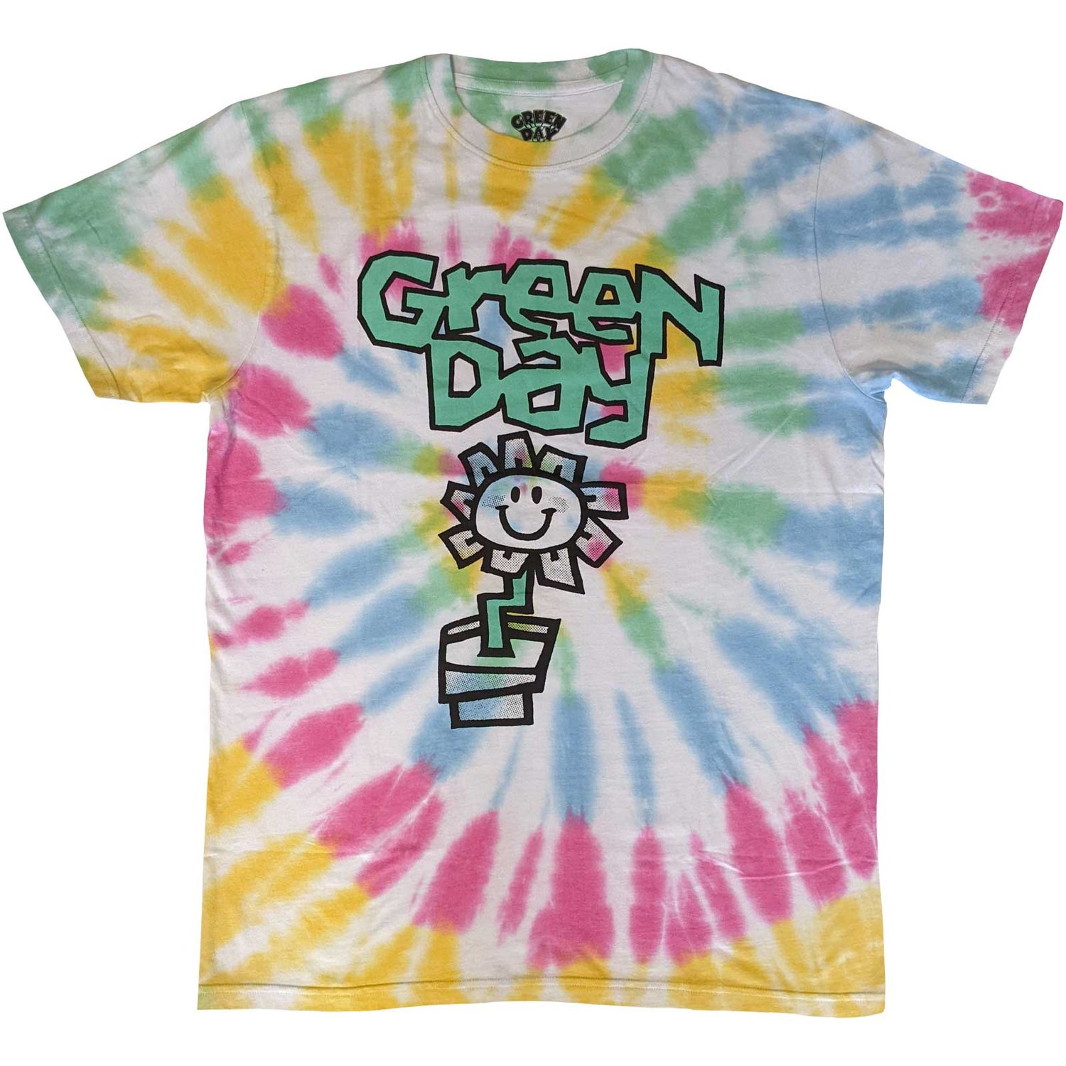 Green Day Unisex T-Shirt: Flower Pot (Wash Collection) (Large)