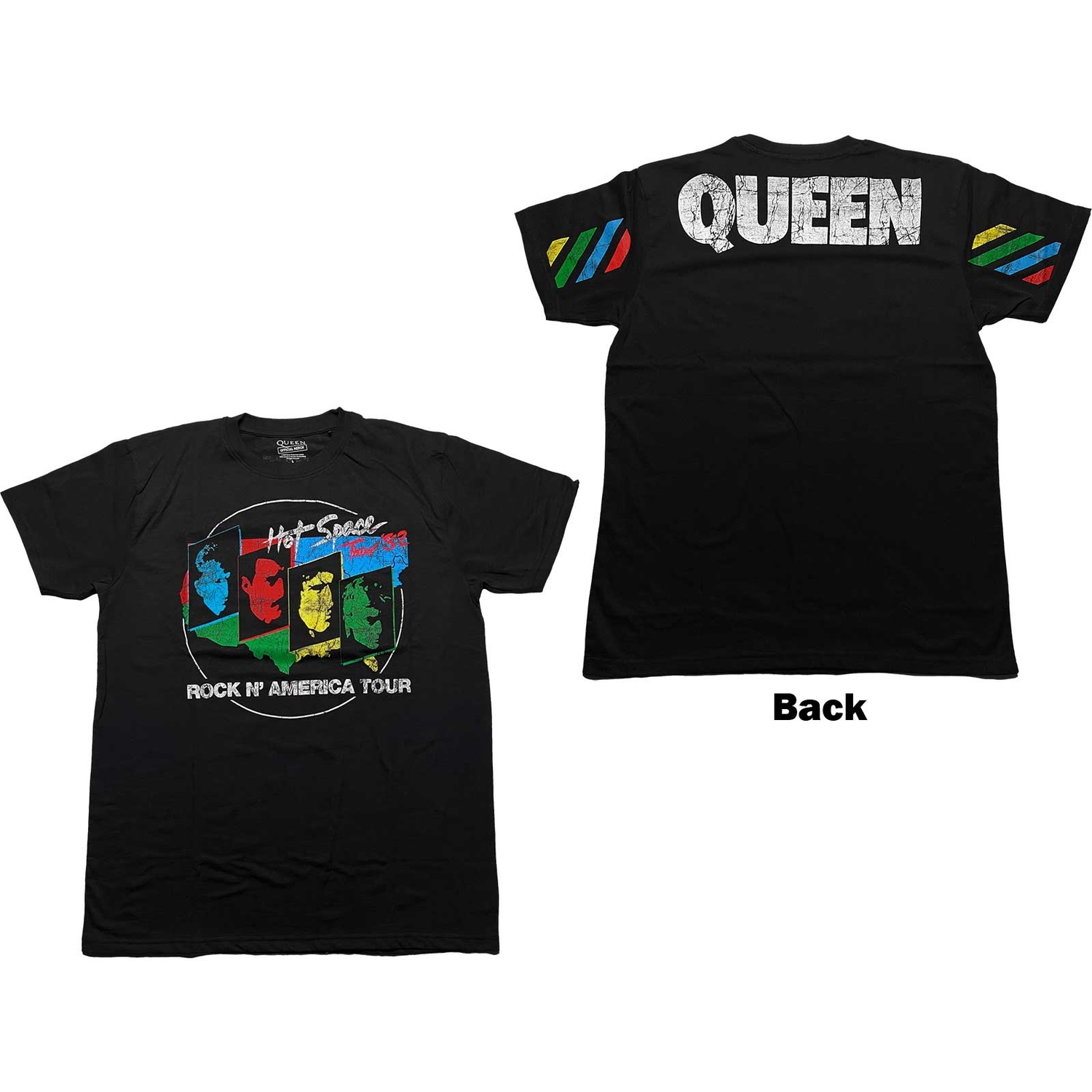 Queen Unisex T-Shirt: Hot Space Tour '82 (Back Print) (Small)