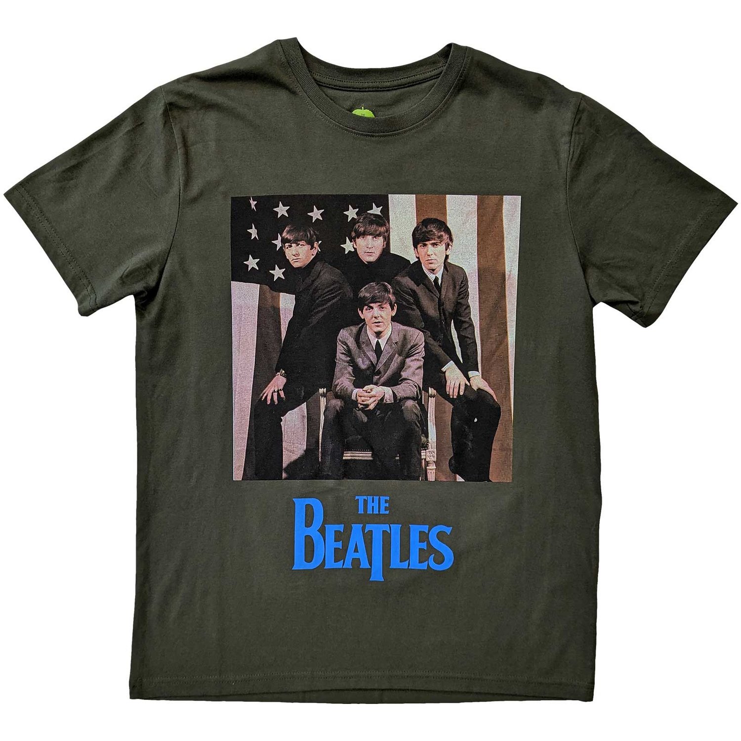 The Beatles Unisex T-Shirt: US Flag Photo (X-Large)