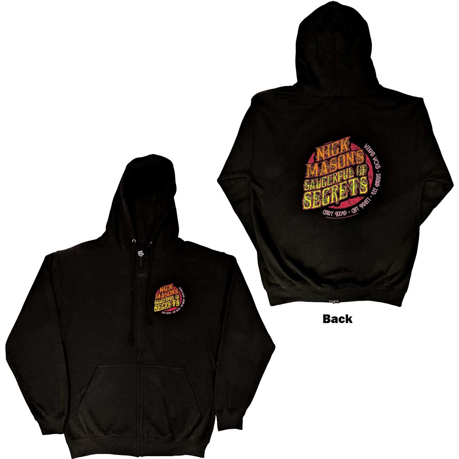Nick Mason's Saucerful of Secrets Unisex Zipped Hoodie: Logo (Back Print & Ex-Tour) (Large)