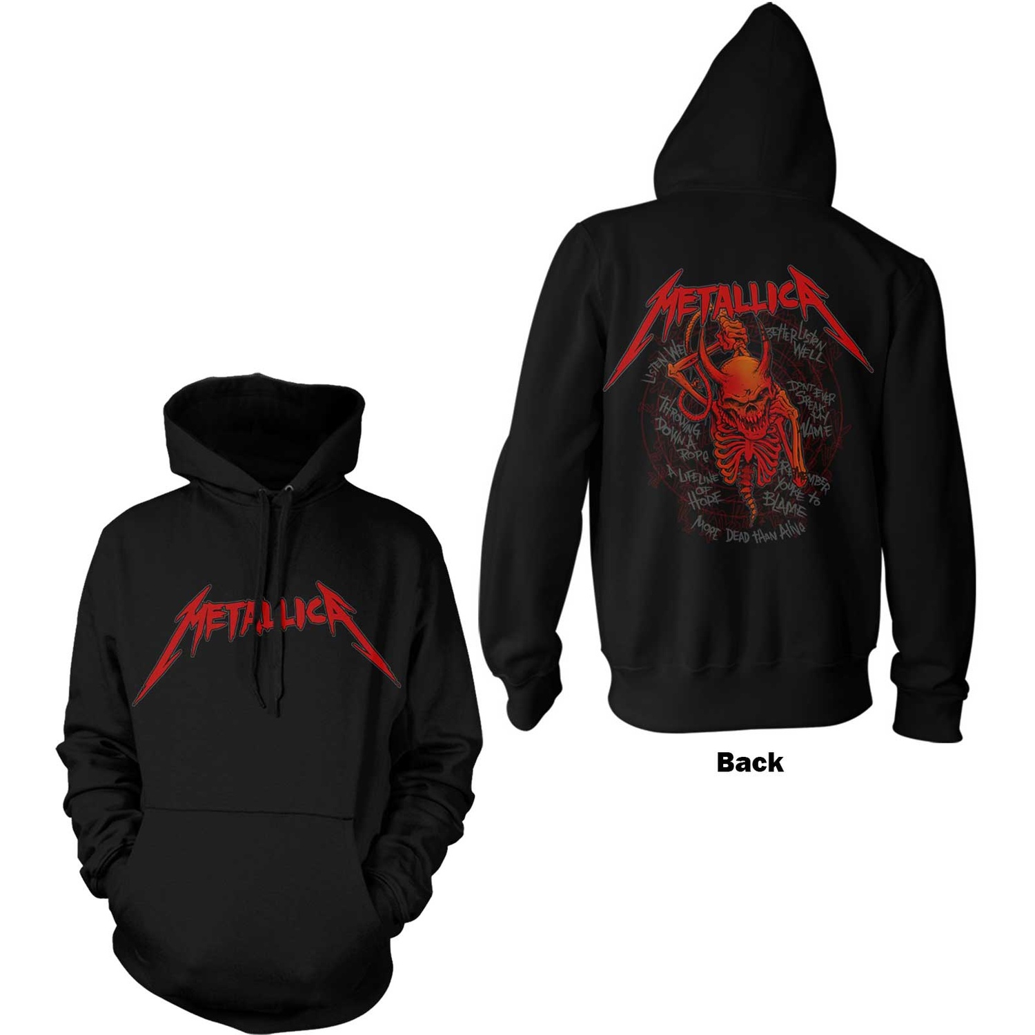 Metallica Unisex Pullover Hoodie: Skull Screaming Red (Back Print) (X-Large)