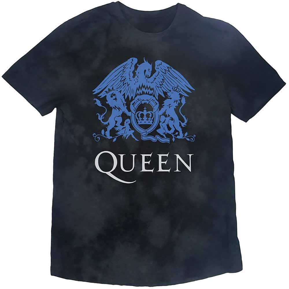 Queen Kids T-Shirt: Blue Crest (Wash Collection) (9-10 Years)