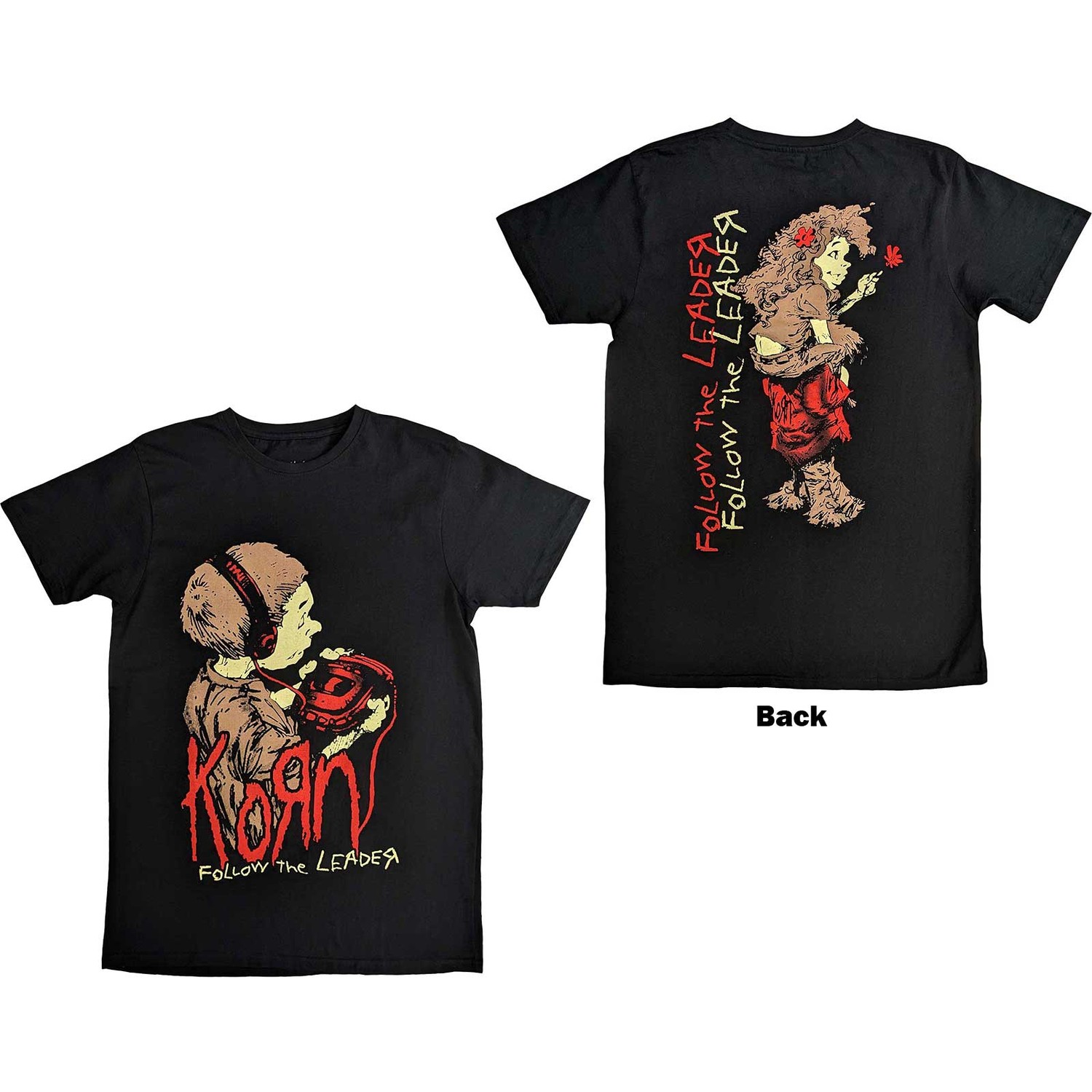 Korn Unisex T-Shirt: Follow The Leader (Back Print) (Large)