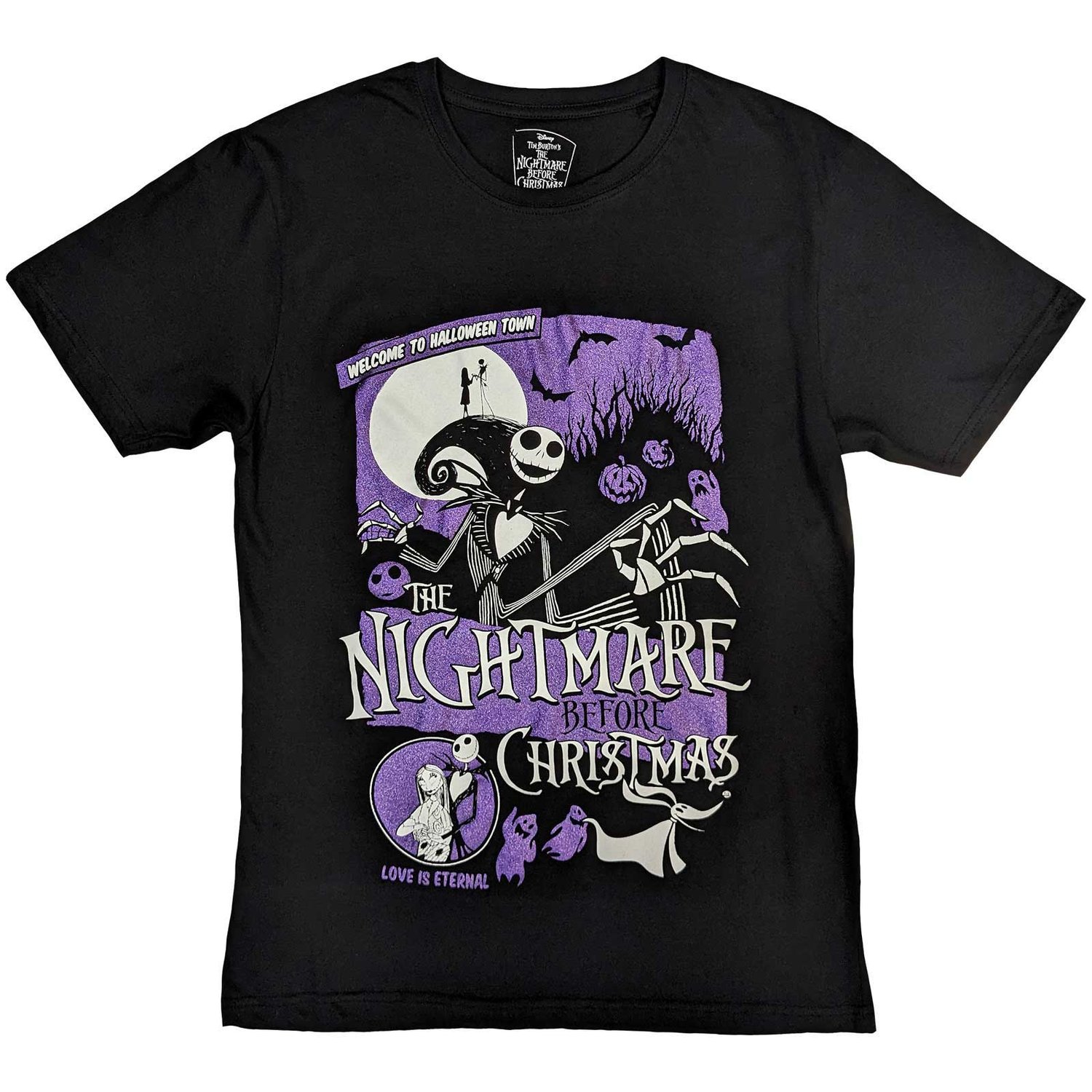 Disney Unisex T-Shirt: The Nightmare Before Christmas Welcome To Halloween Town (Embellished) (Small)