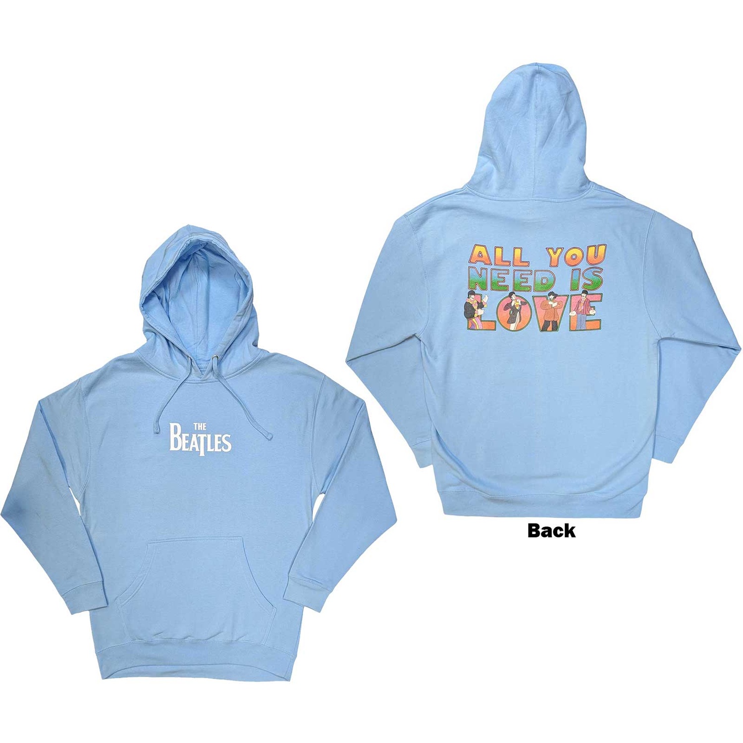 The Beatles Unisex Pullover Hoodie: All You Need Is Love (Back Print) (Large)