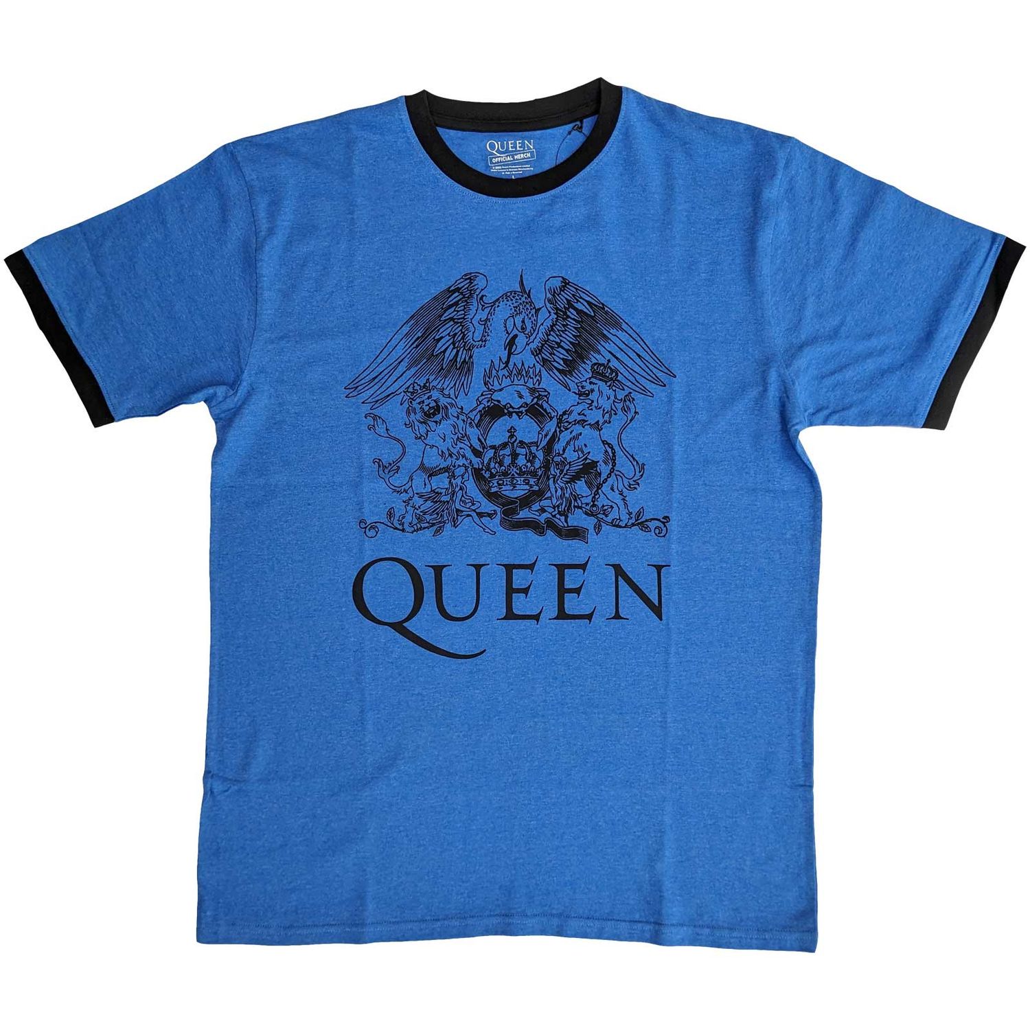 Queen Unisex Ringer T-Shirt: Crest Logo (Small)
