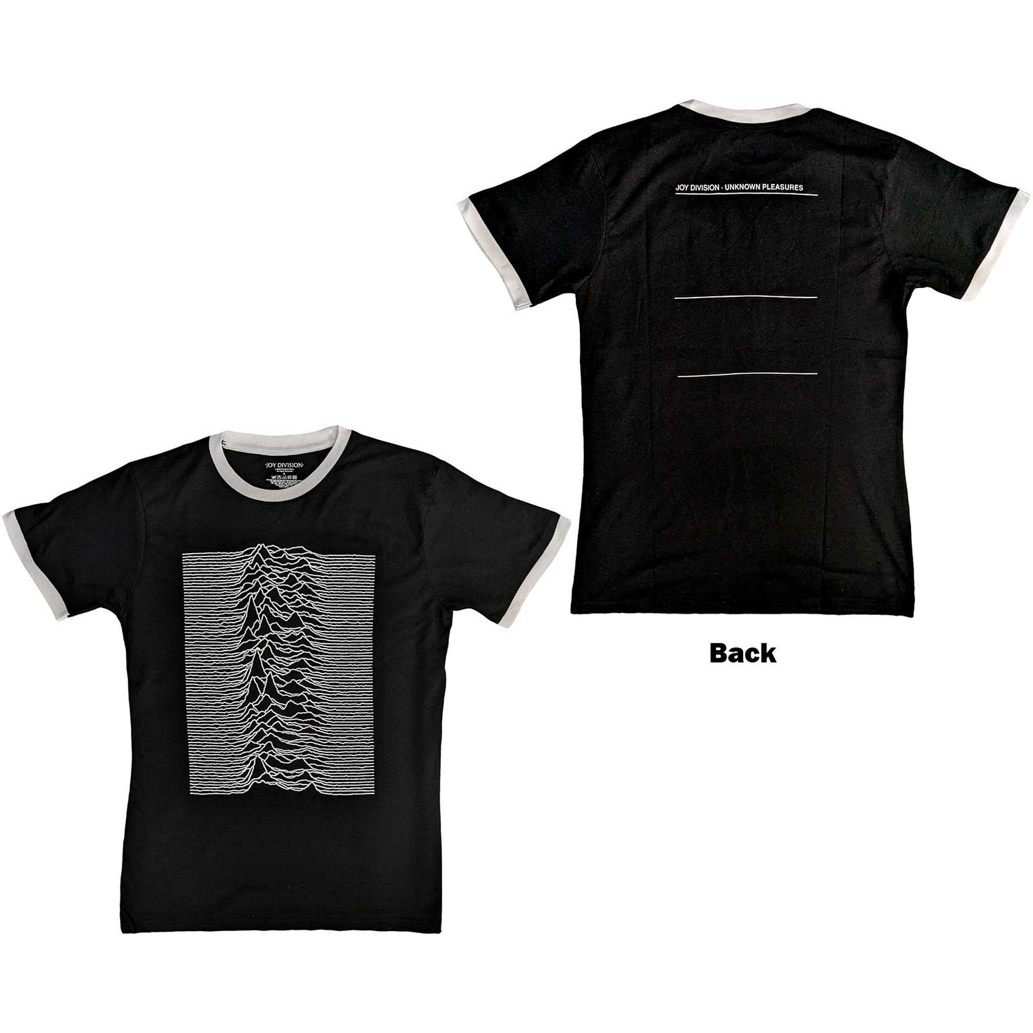 Joy Division Unisex Ringer T-Shirt: Unknown Pleasures (Back Print) (Medium)