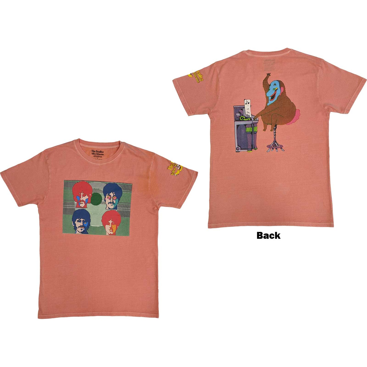 The Beatles Unisex T-Shirt: Yellow Submarine Magic Piano (Back Print) (Medium)