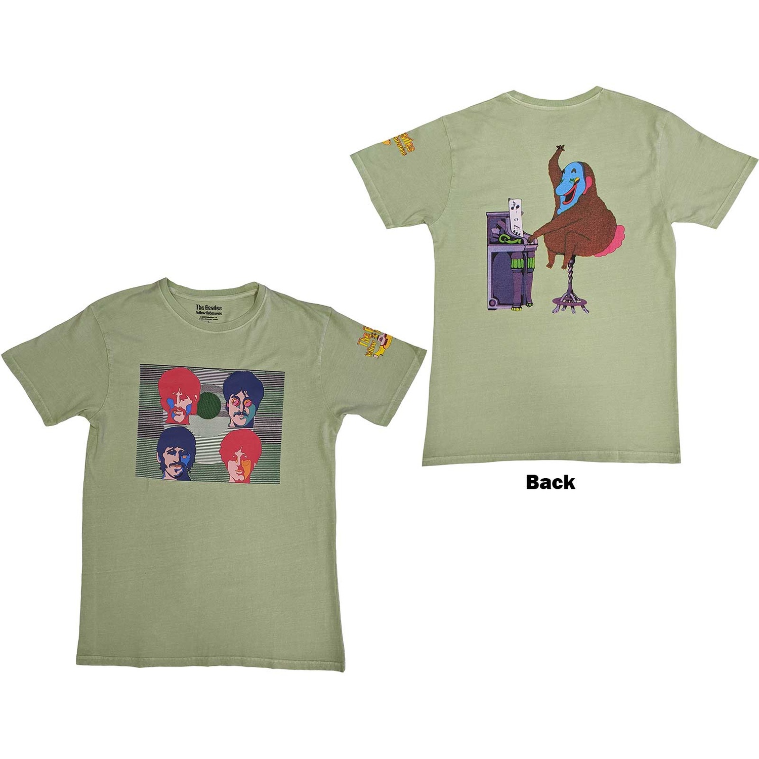 The Beatles Unisex T-Shirt: Yellow Submarine Magic Piano (Back Print) (Small)