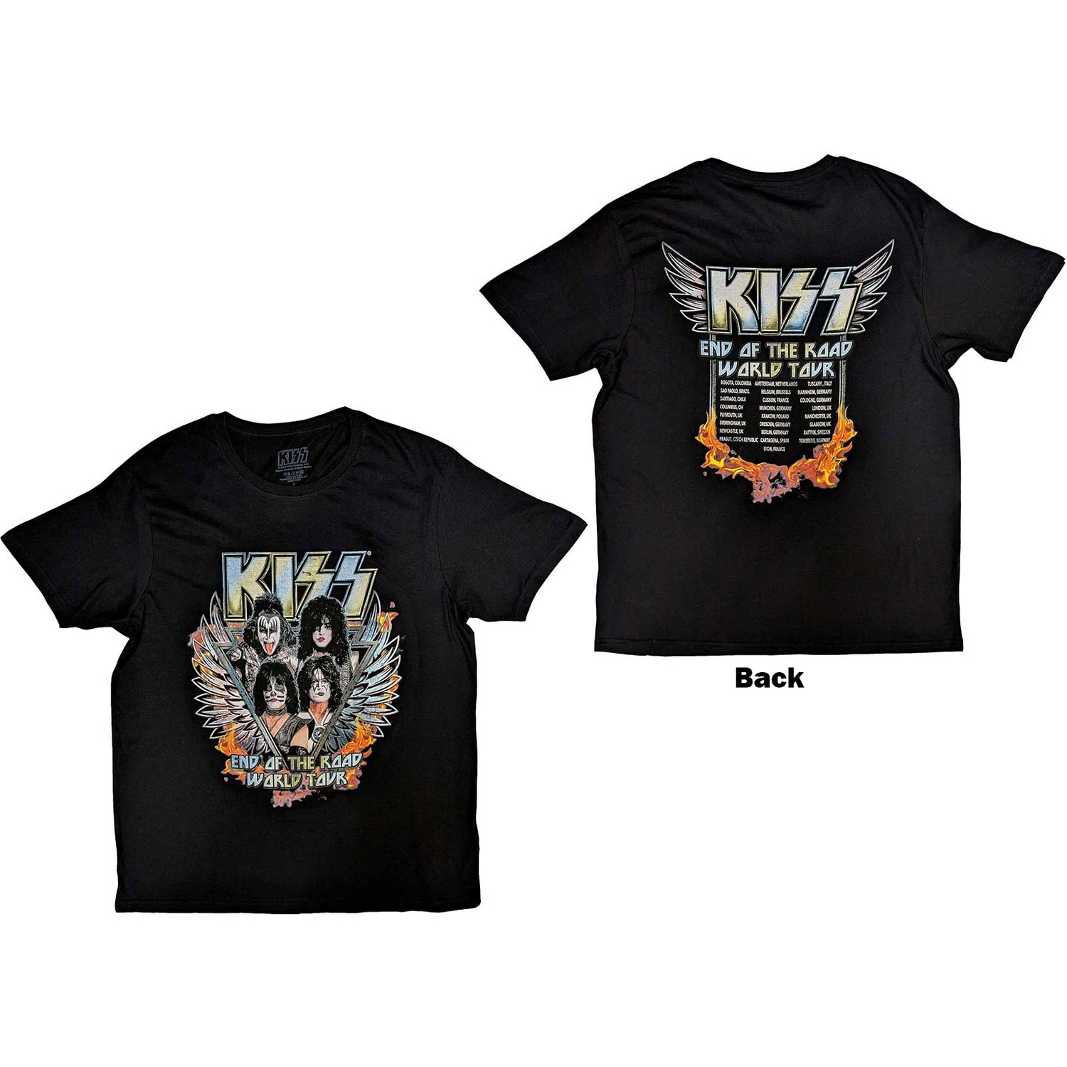 KISS Unisex T-Shirt: End Of The Road Wings (Back Print) (Medium)