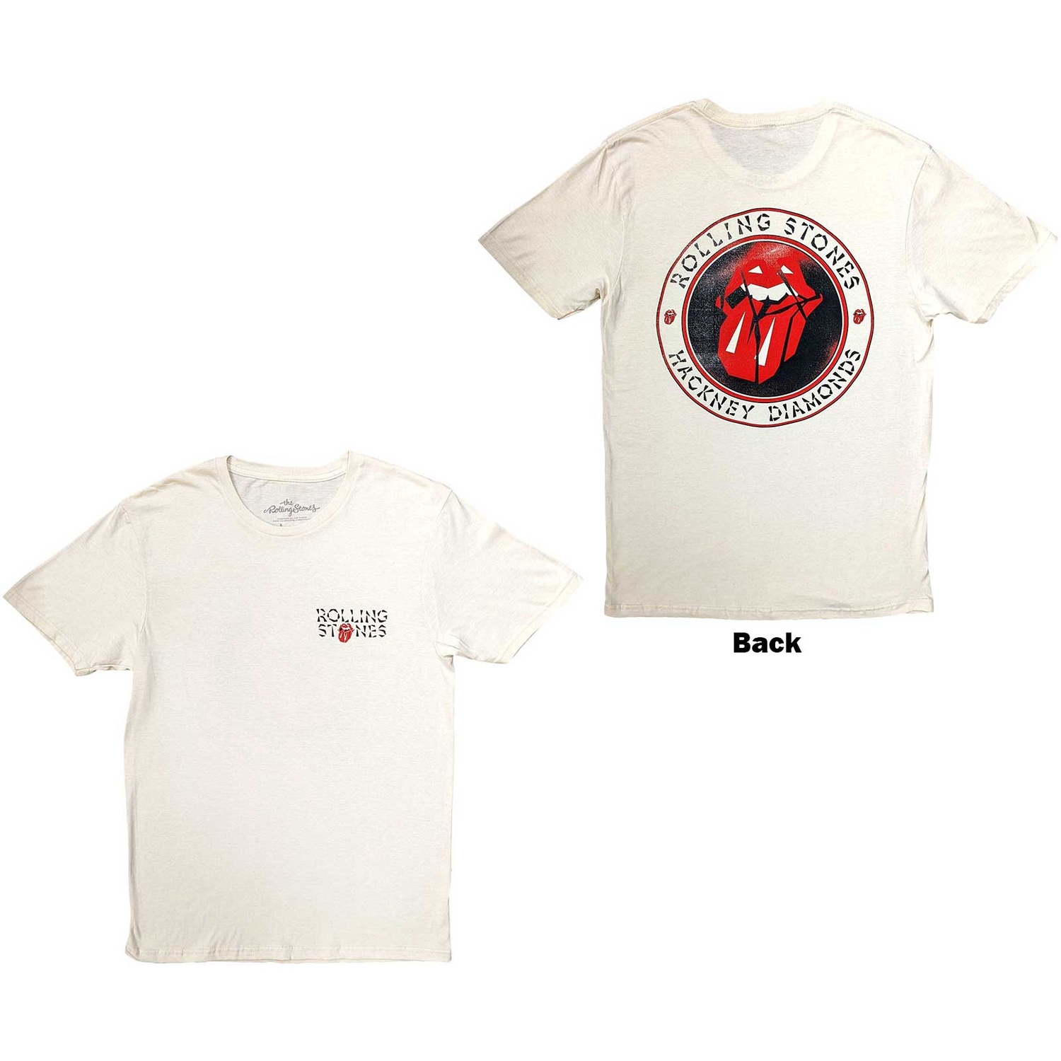 The Rolling Stones Unisex T-Shirt: Hackney Diamonds Circle Label (Back Print) (Large)