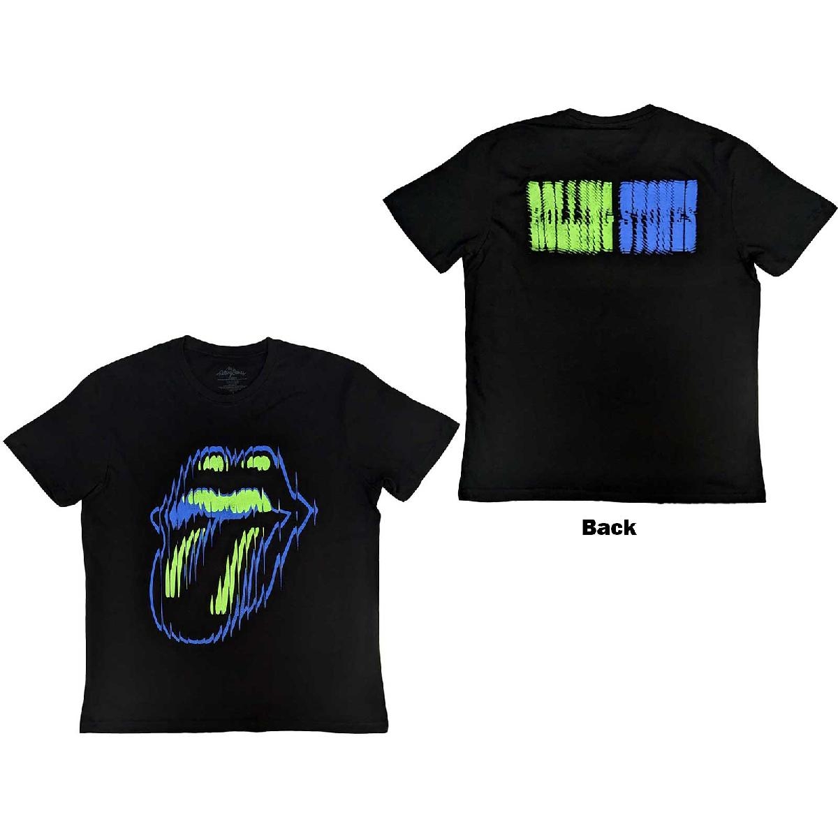 The Rolling Stones Unisex T-Shirt: Distorted Tongue (Back Print) (Small)