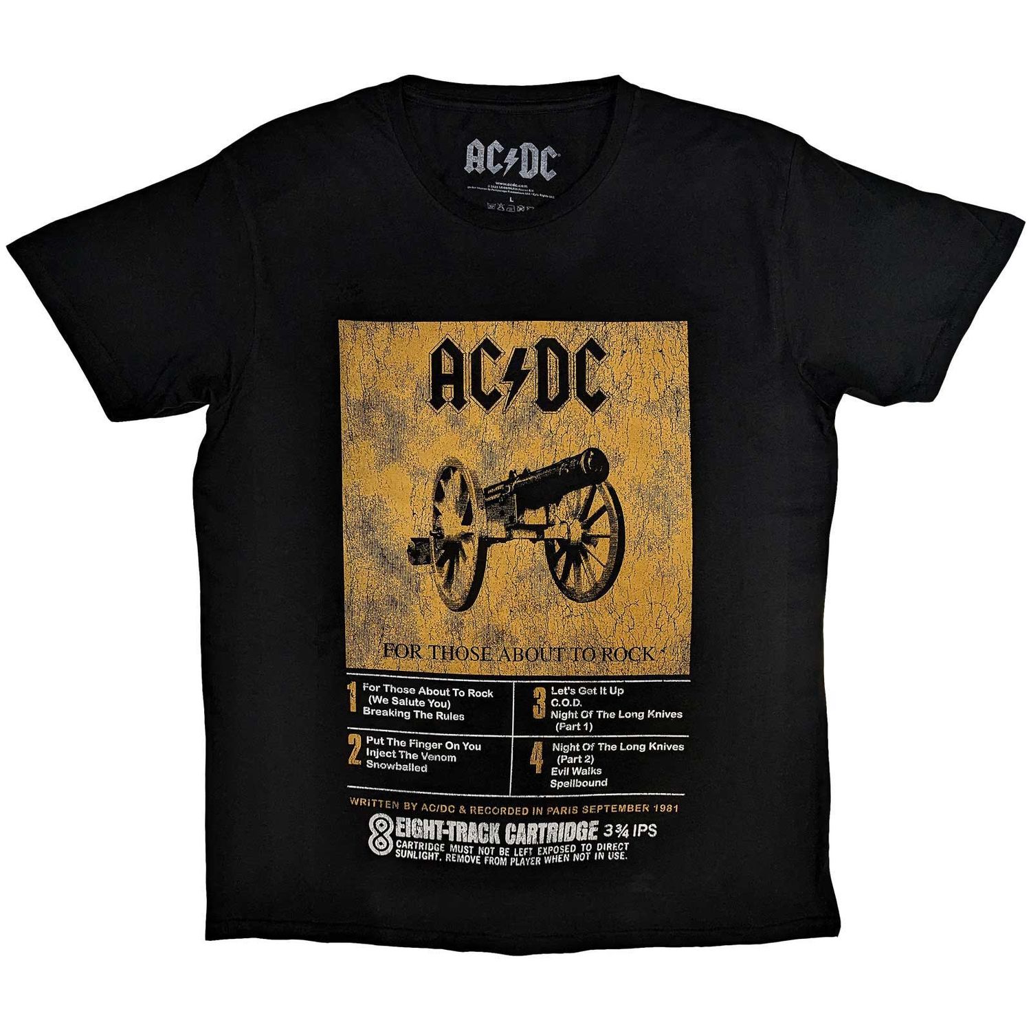 AC/DC Unisex T-Shirt: 8 Track (Large)
