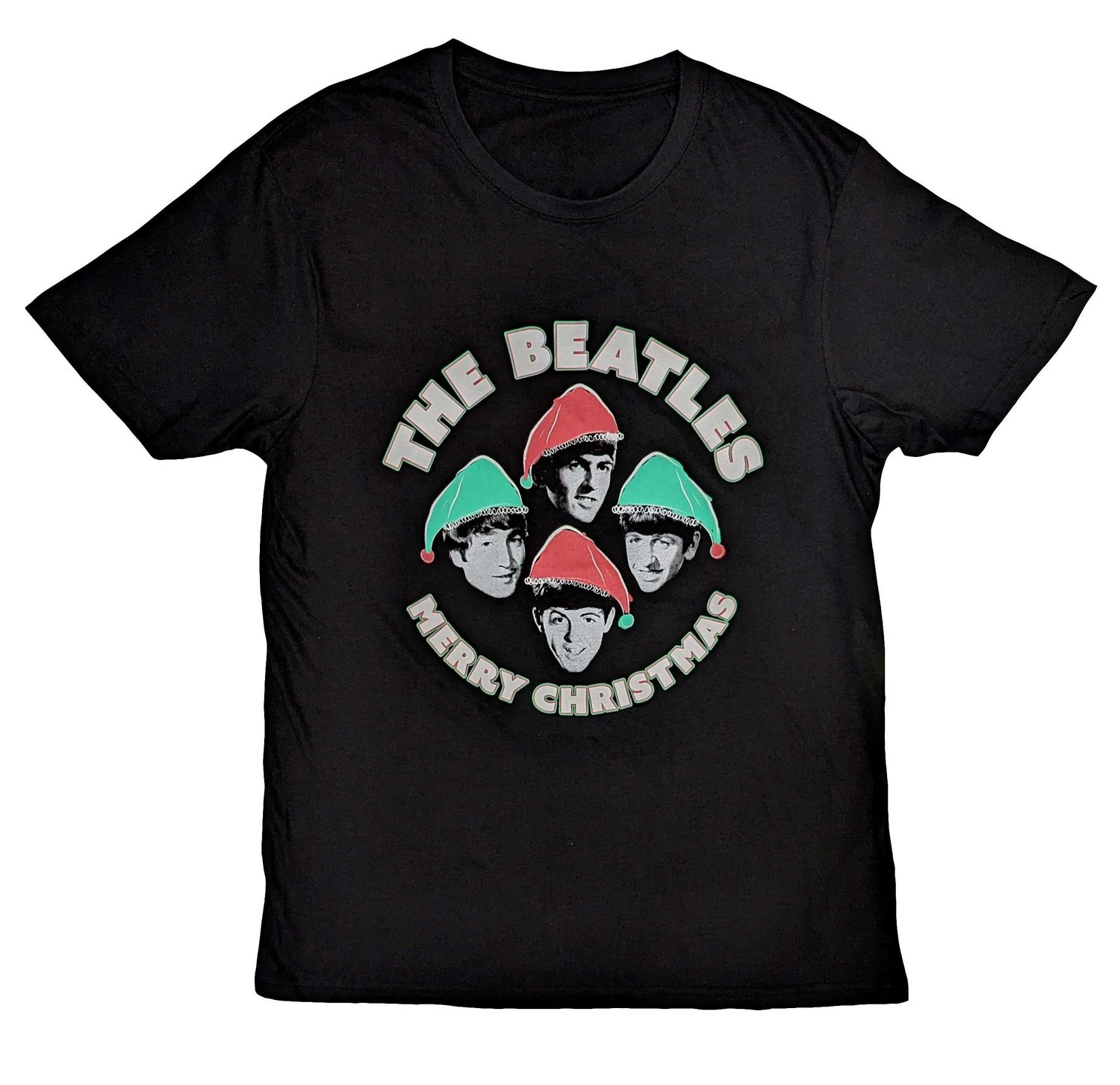 The Beatles Unisex T-Shirt: Xmas Hats (Medium)