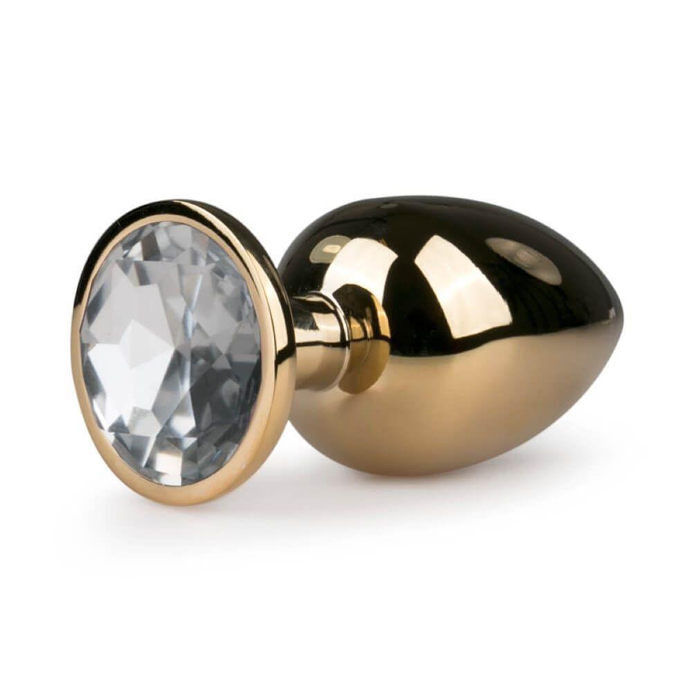 Stål Buttplugg Gold Med Smyckesten Medium