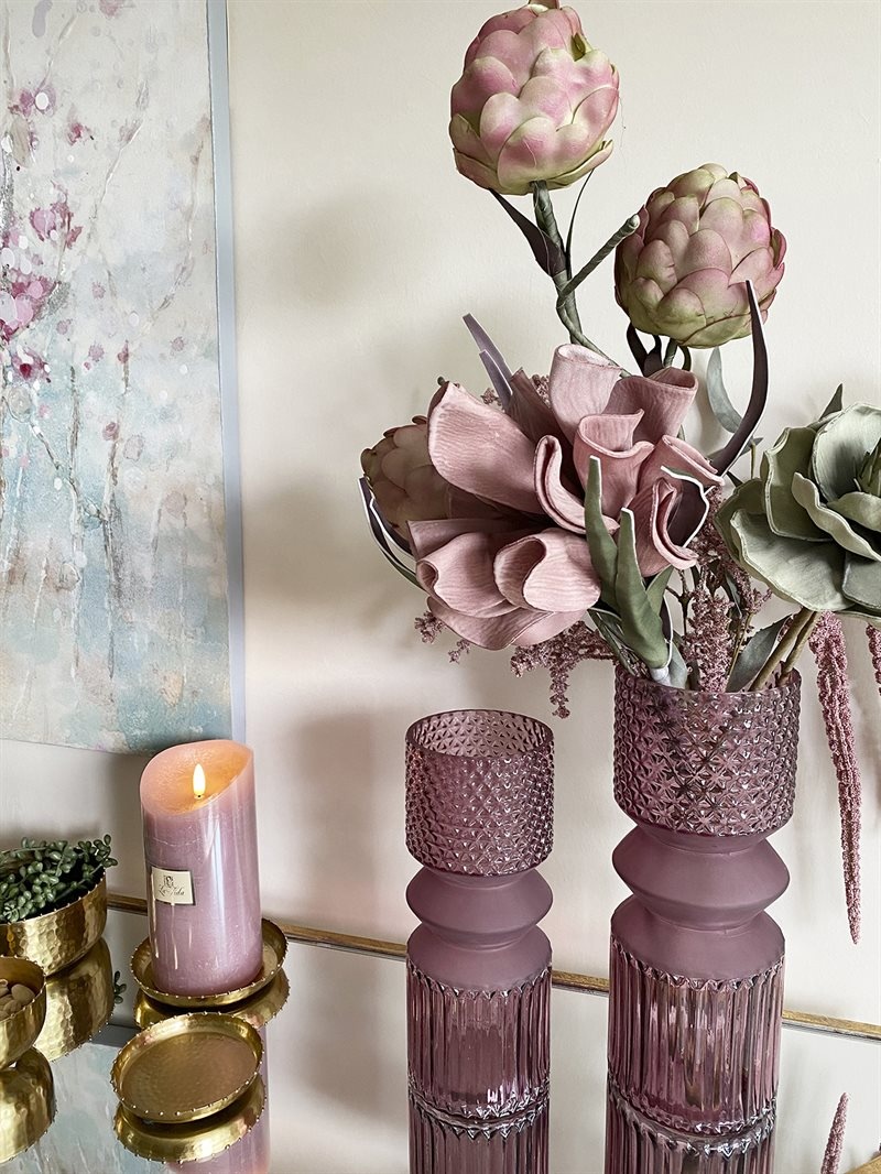 Evie Glassvase – Elegant enkelhet i rosa glass - NEDSATT