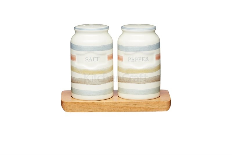 Klassisk Salt og Pepper i stripet keramikk - landlig stil