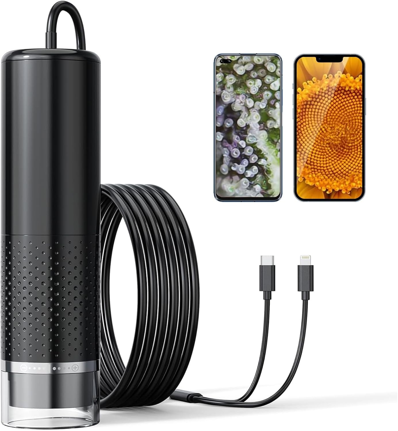 USB Mikroskop 1080P HD for iPhone Android, 10 til 200X Digital med 8 LED Kompatibel med iOS, Android, Tablet