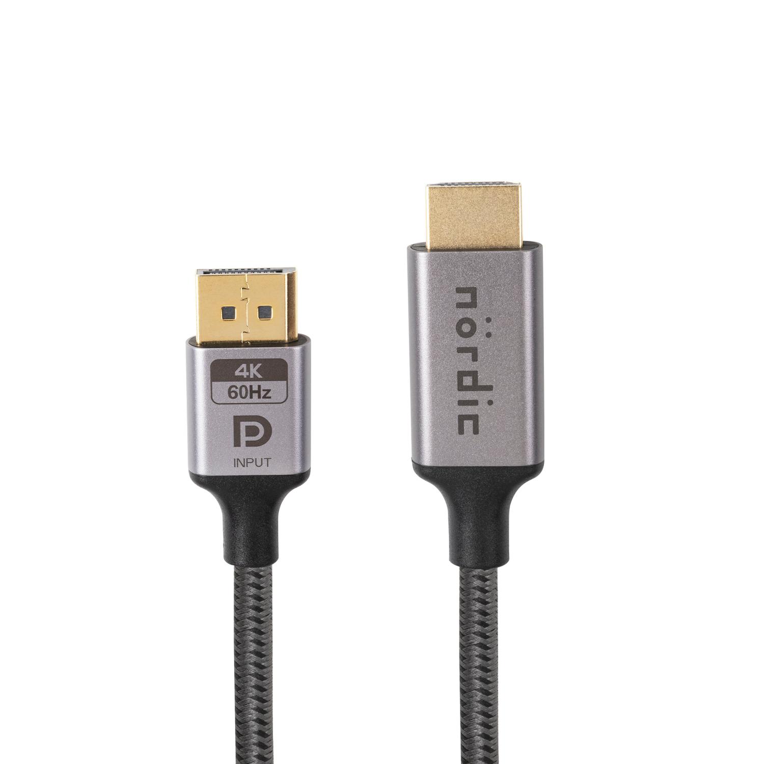 NÖRDIC 1m Displayport till HDMI 4K60Hz Dynamic HDR 18Gbps